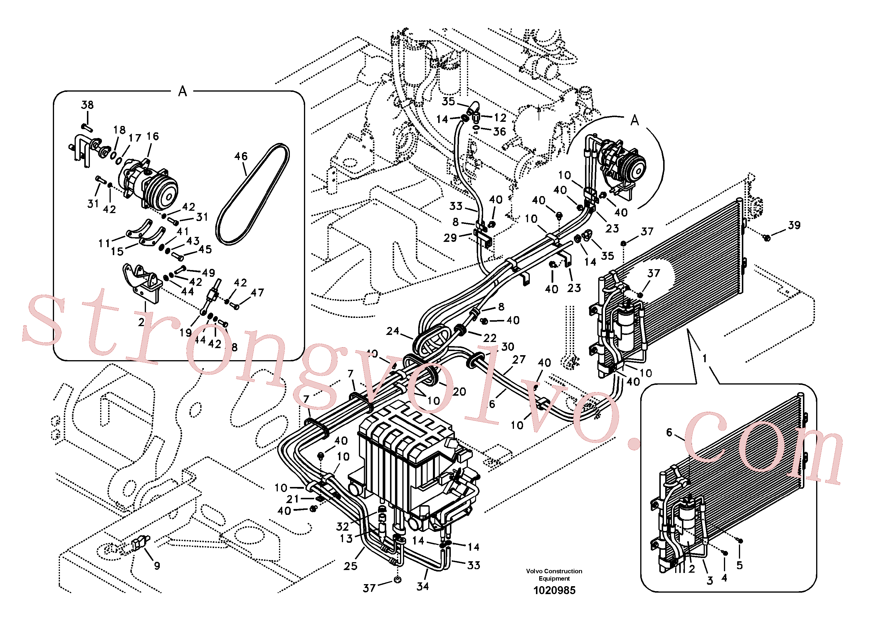SA1048-00070 Volvo Linha do ar condicionado, refrigeração e aquecimento(1020985 Montagem)