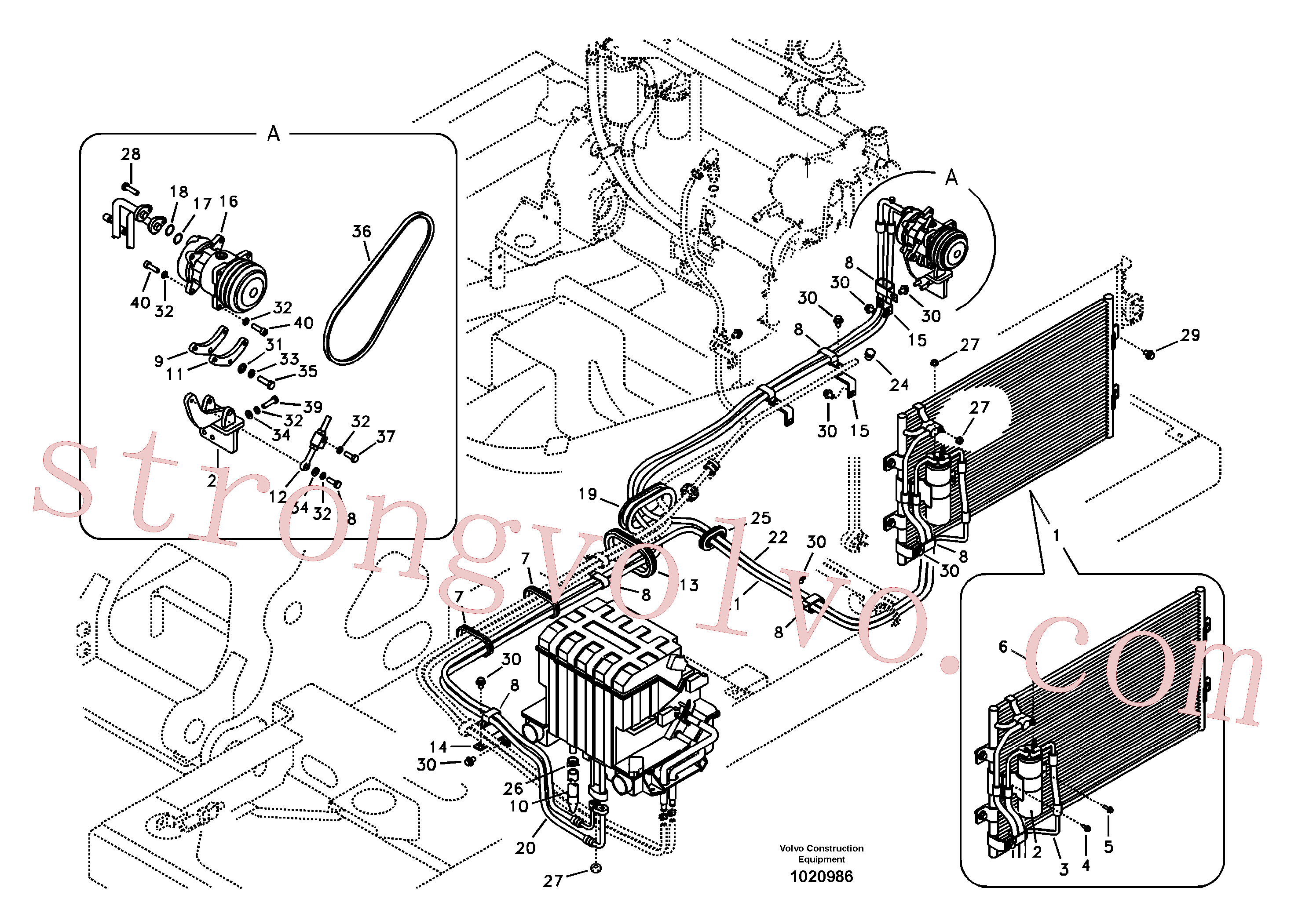 SA1048-00070 Volvo Linha da unidade do ar condicionado(1020986 Montagem)
