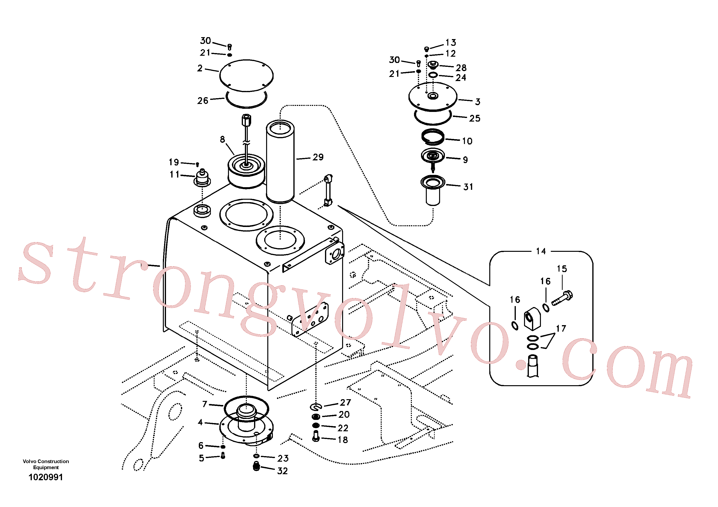 China Made VOE14536384 Tanque Volvo Acessórios para escavadeira