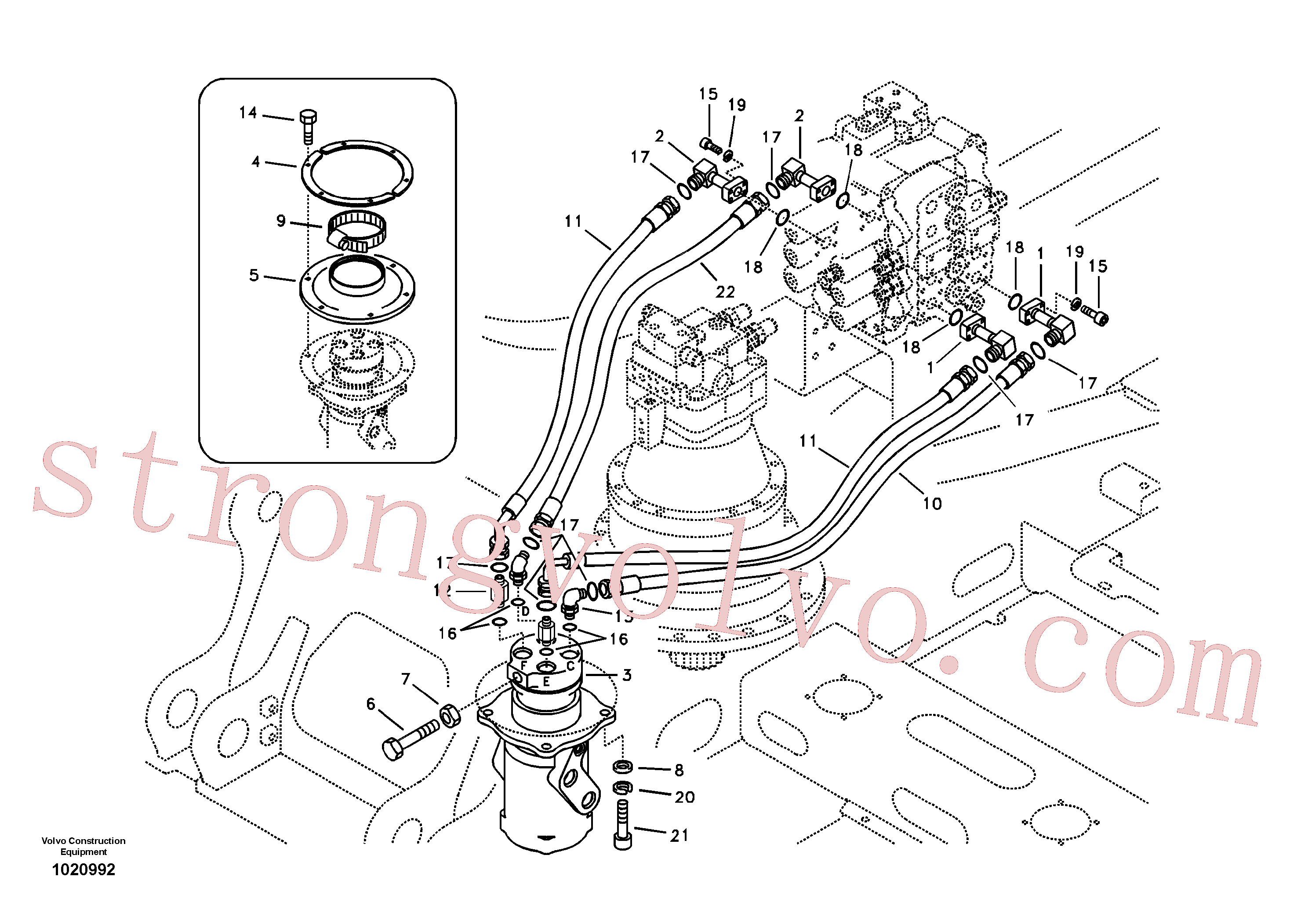 SA9401-05626 Volvo Linha da rótula, válvula de comando à rótula(1020992 Montagem)
