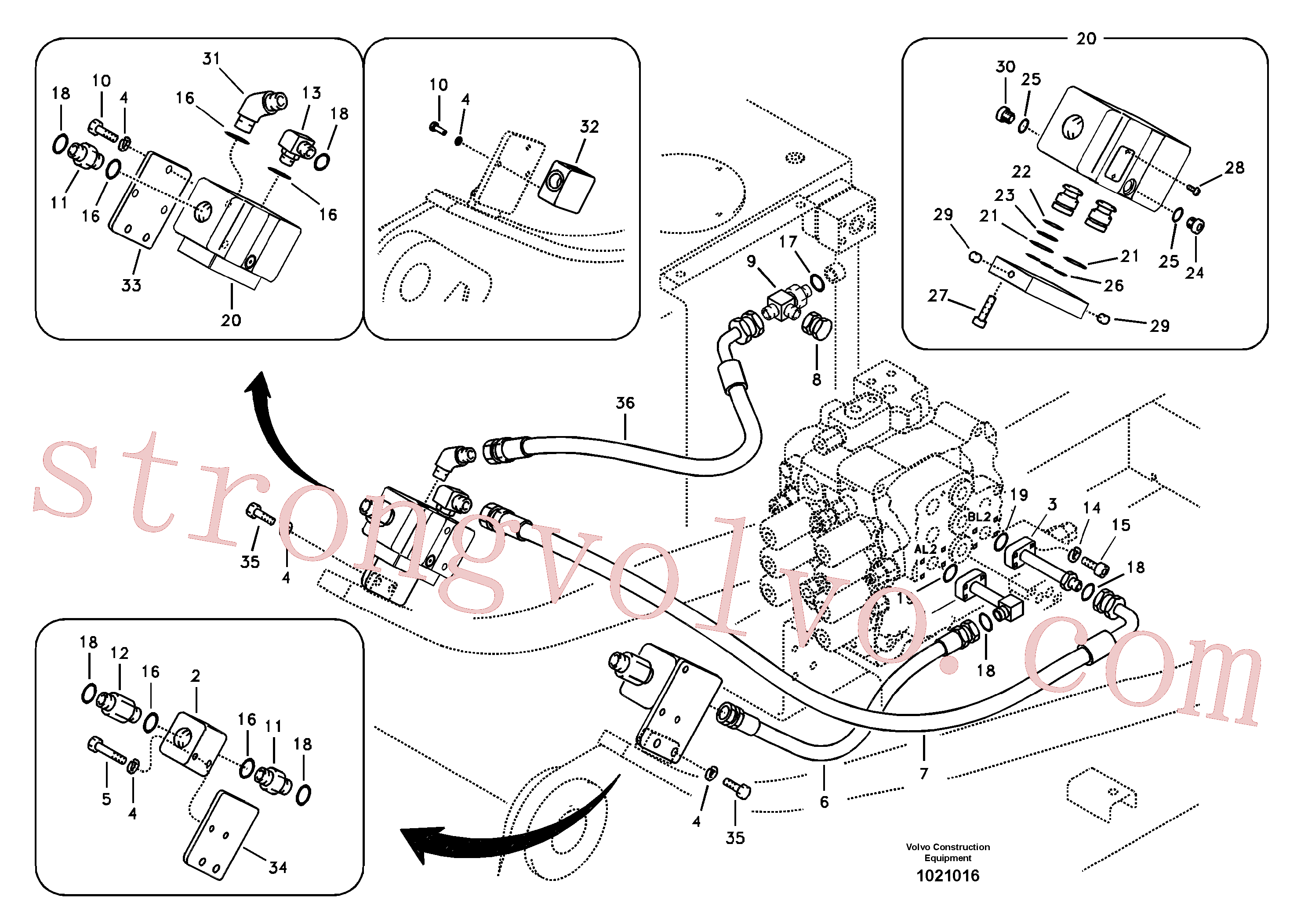 VOE14880282 Volvo Hidráulica de serviço, martelo e cortador para topo(1021016 Montagem)