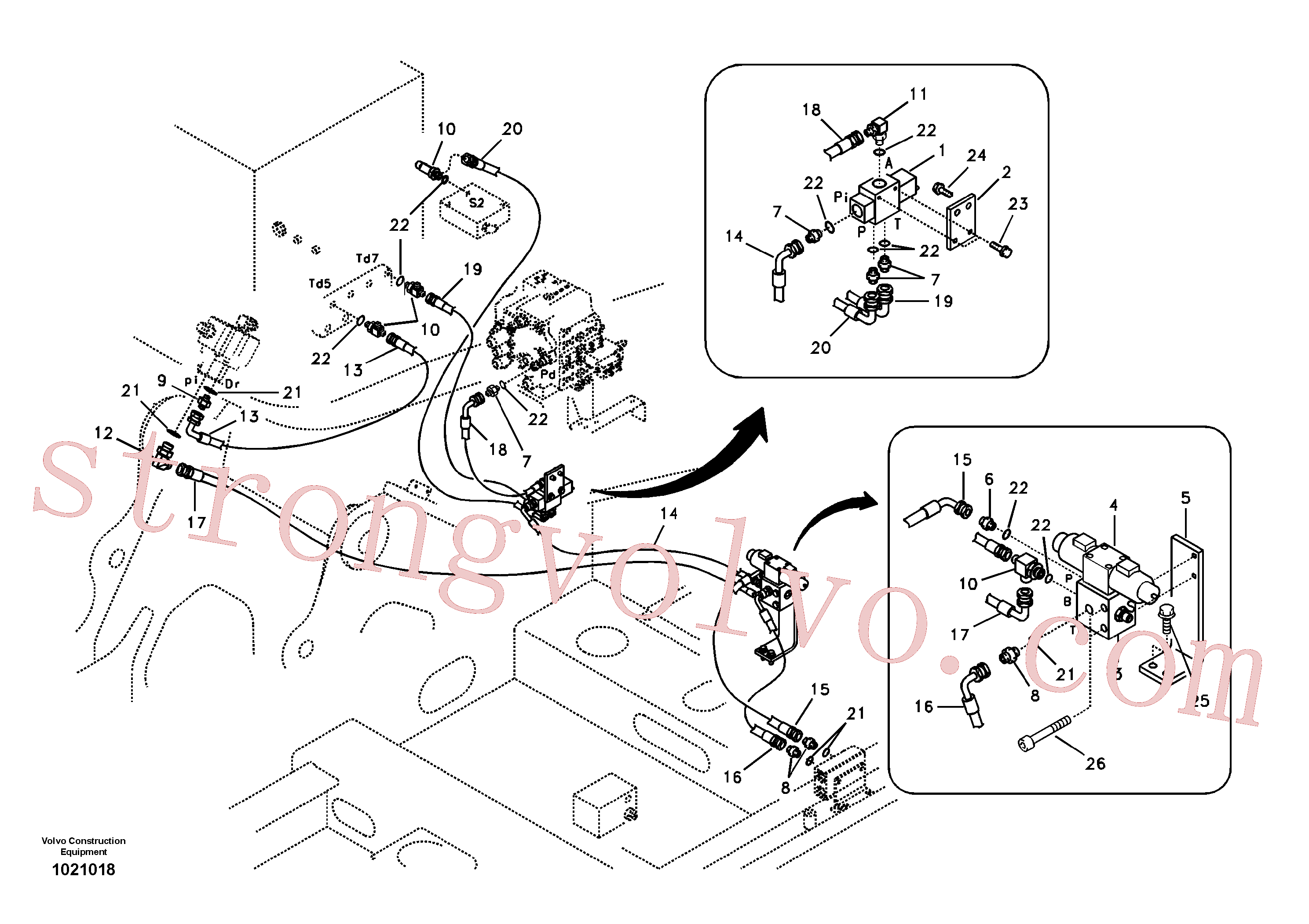 VOE14536526 Volvo Hidráulica de serviço, martelo e cortador para fluxo da bomba principal(1021018 Montagem)