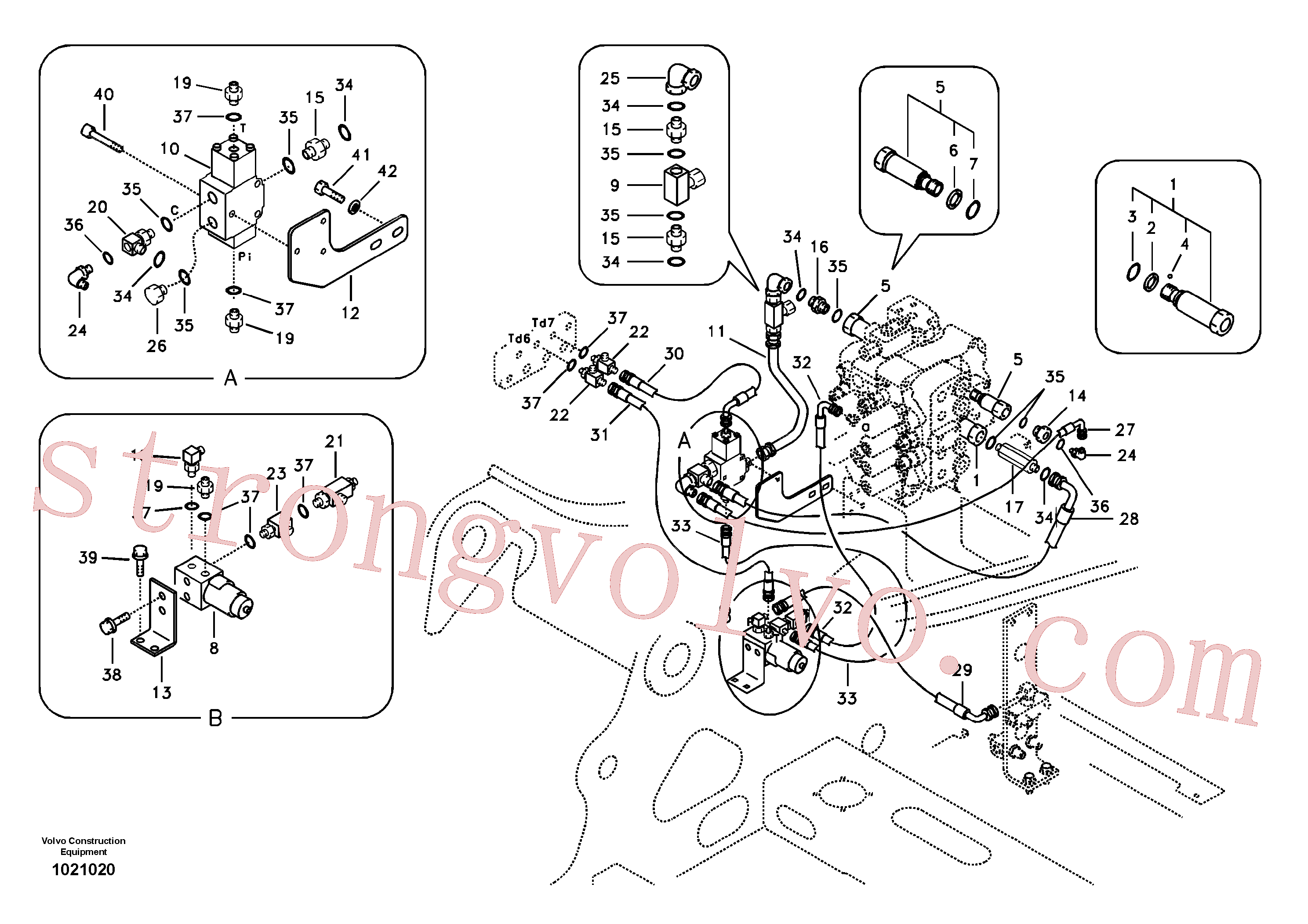 VOE14535279 Volvo Hidráulica de serviço, martelo e cortador para fluxo da bomba auxiliar(1021020 Montagem)