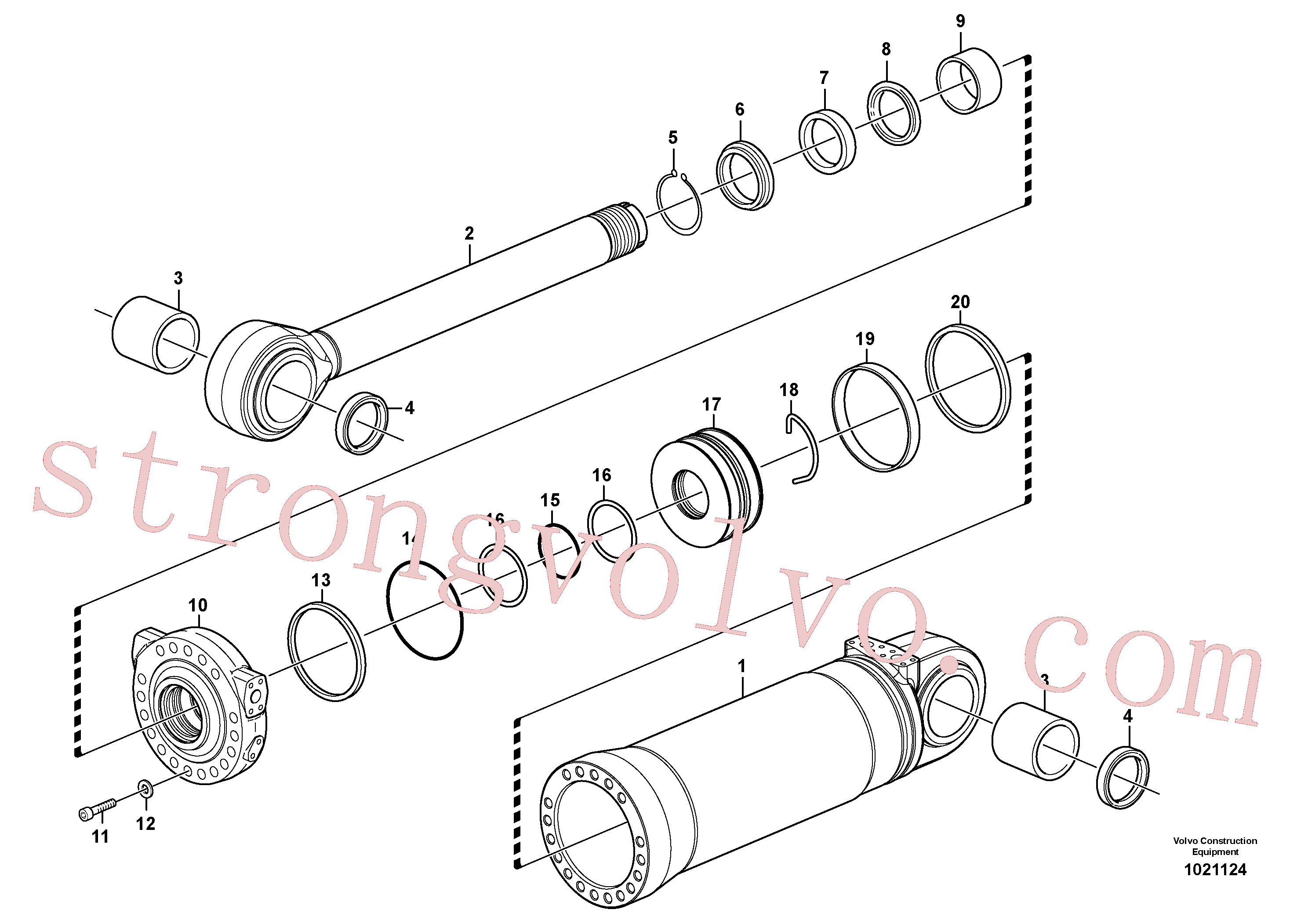 VOE11005097 Volvo Cilindro hidráulico, rotação(1021124 Montagem)