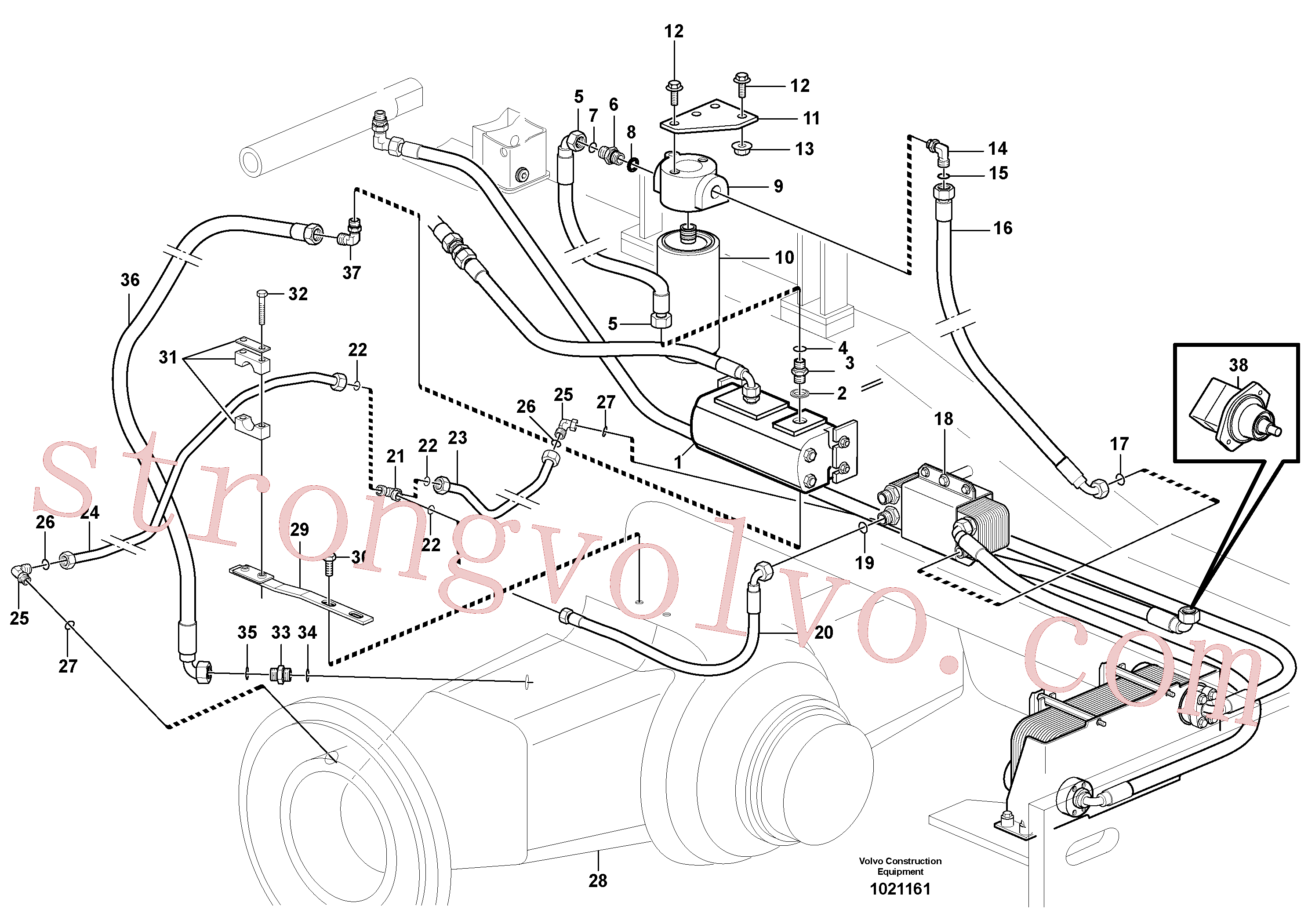 VOE15119181 Volvo Refrigerador de óleo, atrás, circuito da bomba.(1021161 Montagem)