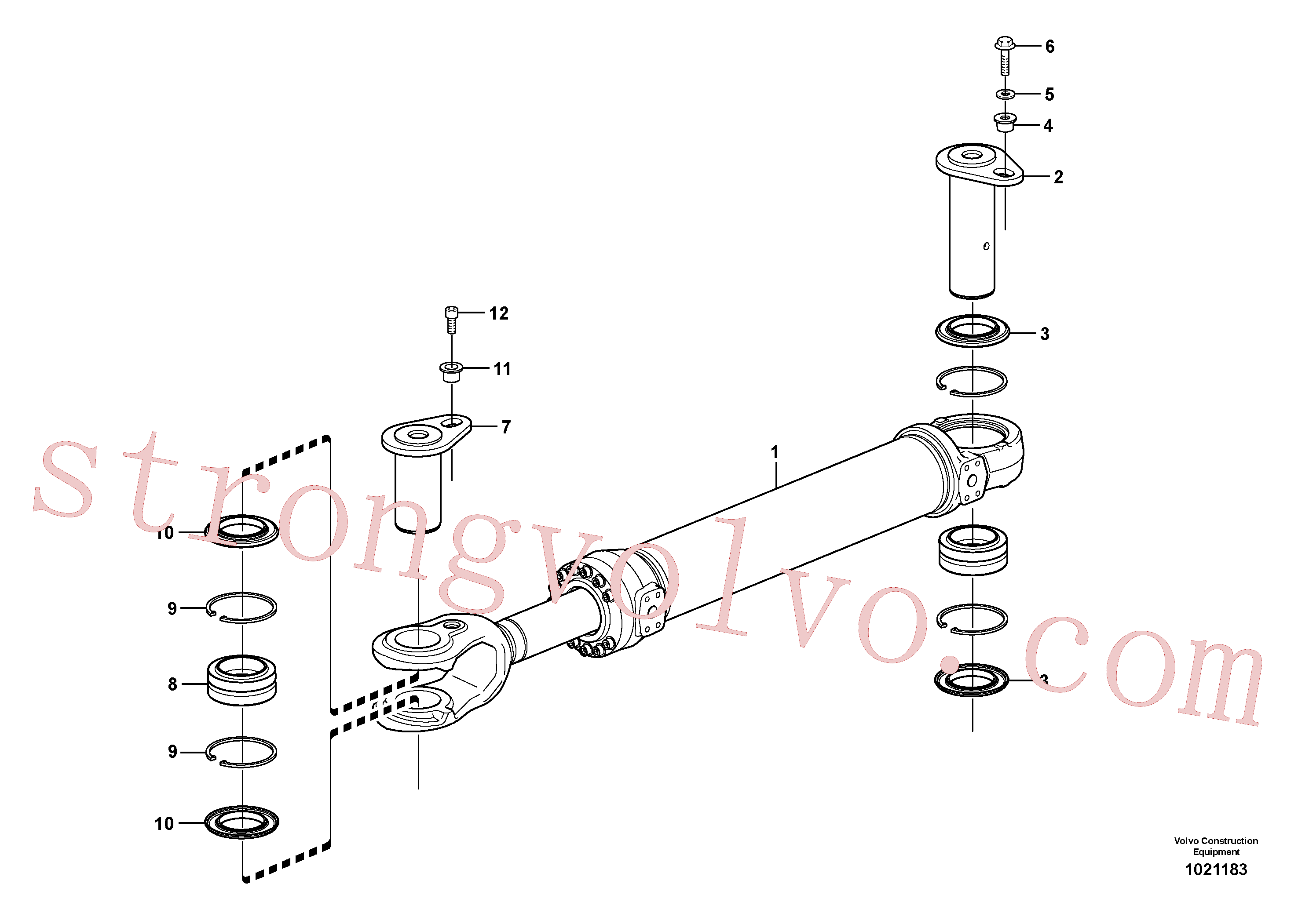 VOE11091337 Volvo Cilindro hidráulico com acessórios(1021183 Montagem)