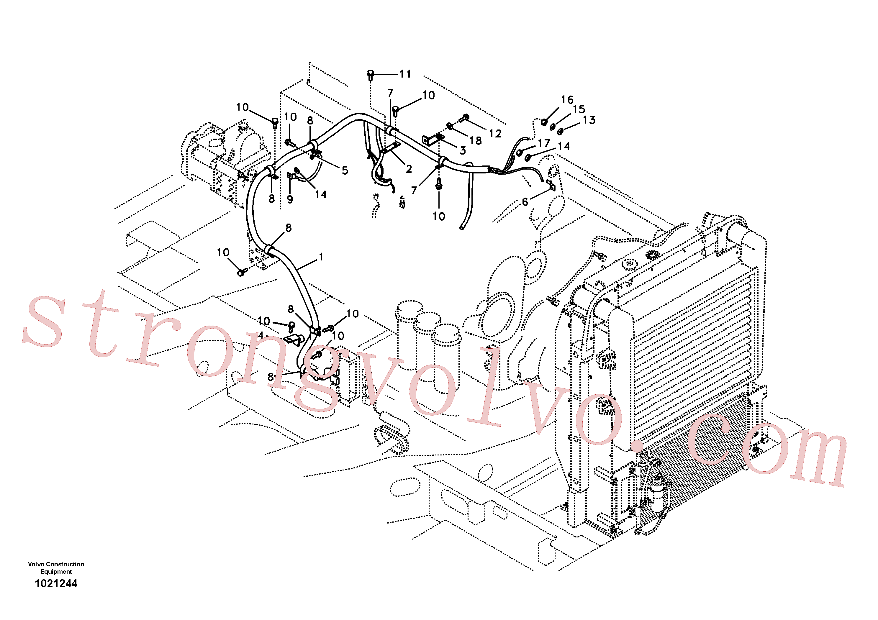 VOE991636 Volvo Cablagem, motor(1021244 Montagem)