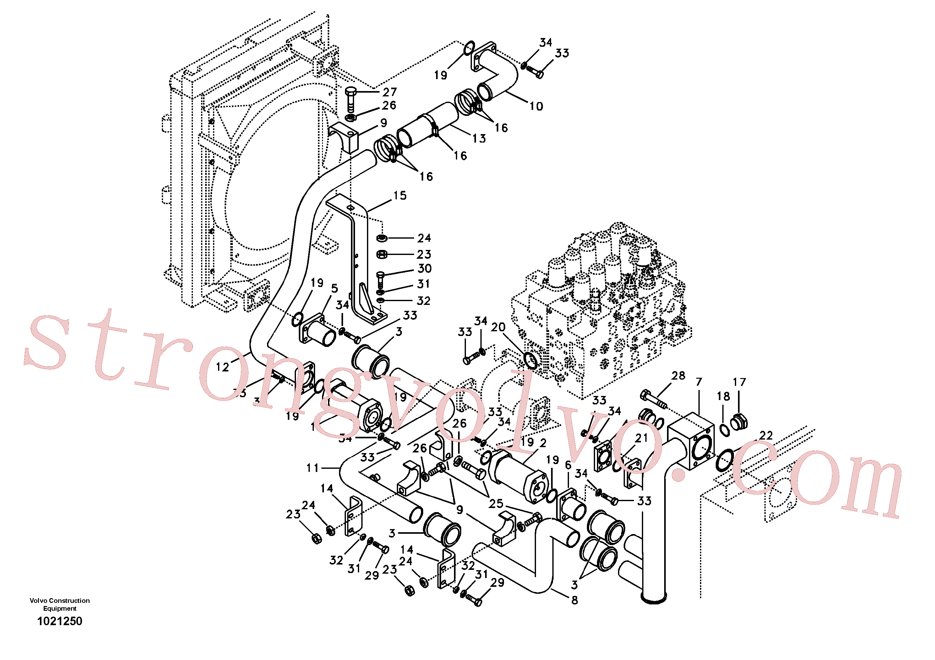 VOE14531086 Volvo Sistema hidráulico, tanque hidráulico para o refrigerador de óleo hidráulico(1021250 Montagem)