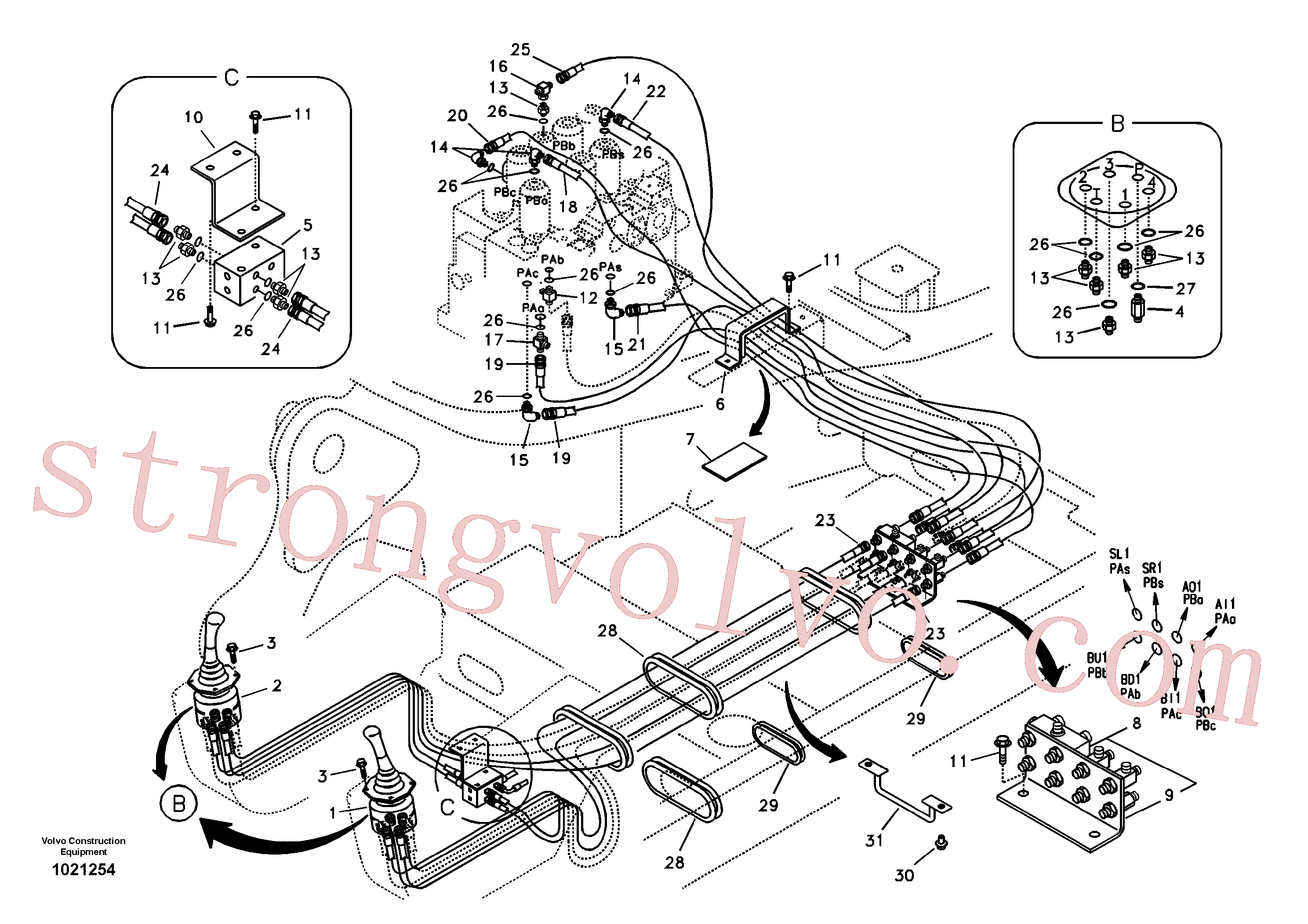 SA9451-03234 Volvo Sistema servomotor, válvula de comando para válvula de comando à distância(1021254 Montagem)