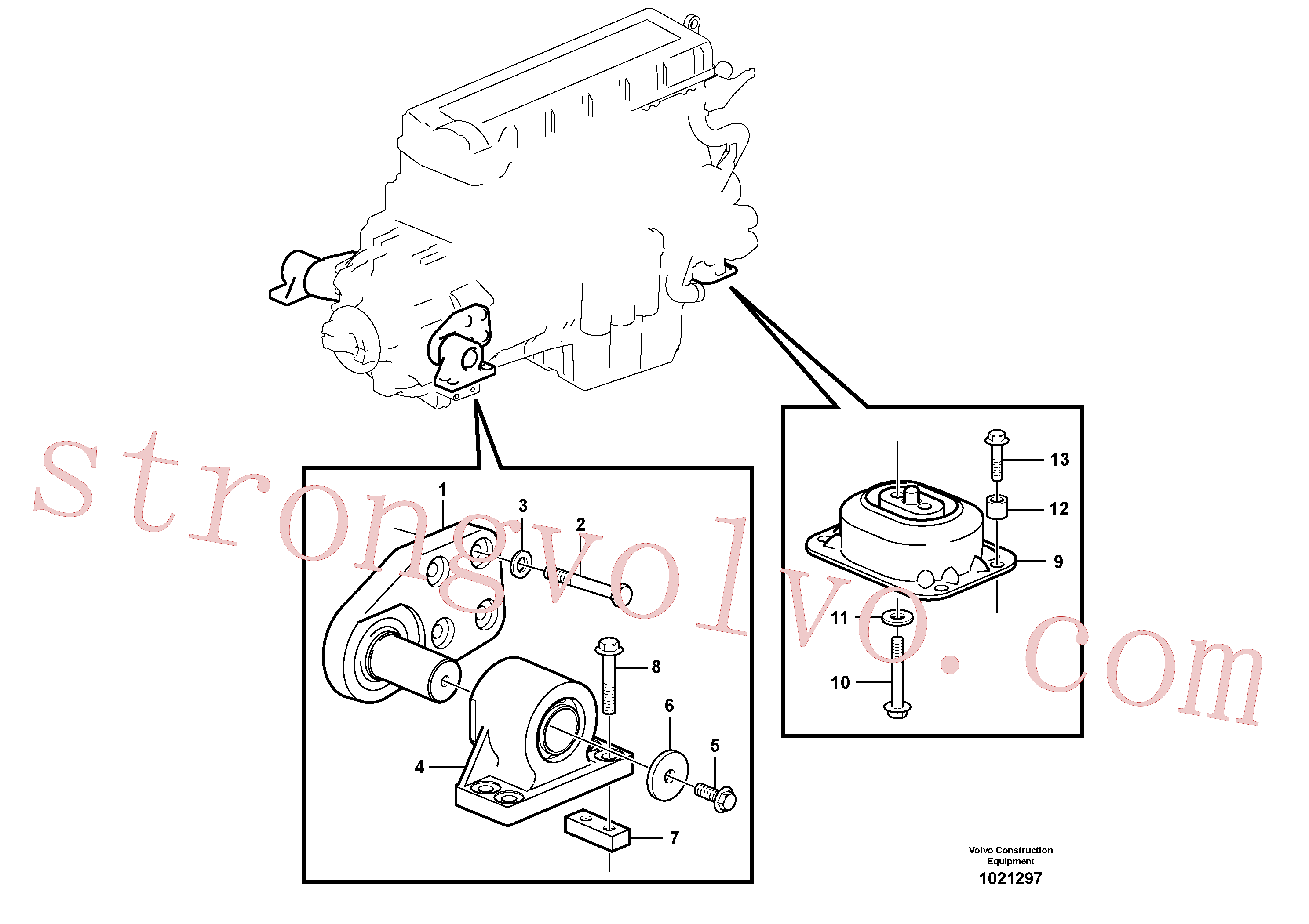 VOE997463 Volvo Suporte do motor(1021297 Montagem)