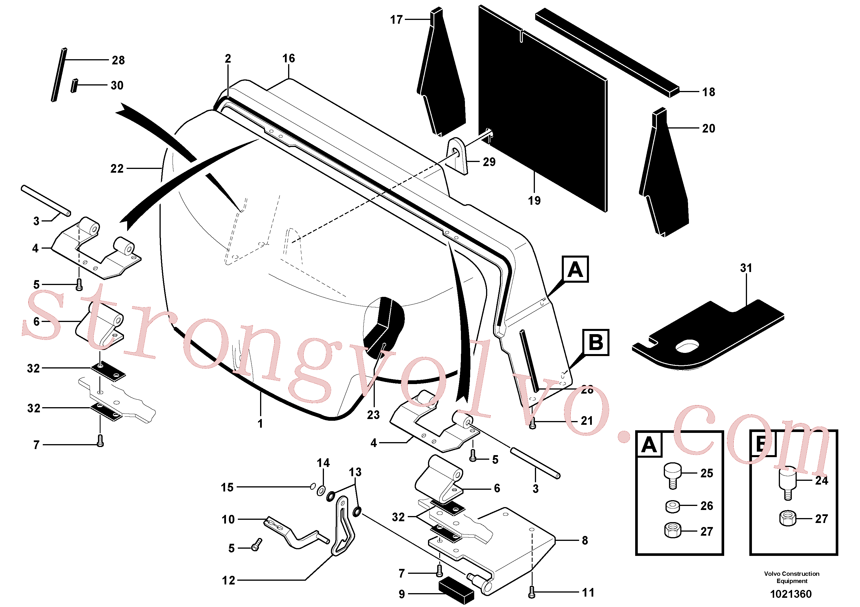 PJ5600046 Volvo Cobertura do motor(1021360 Montagem)