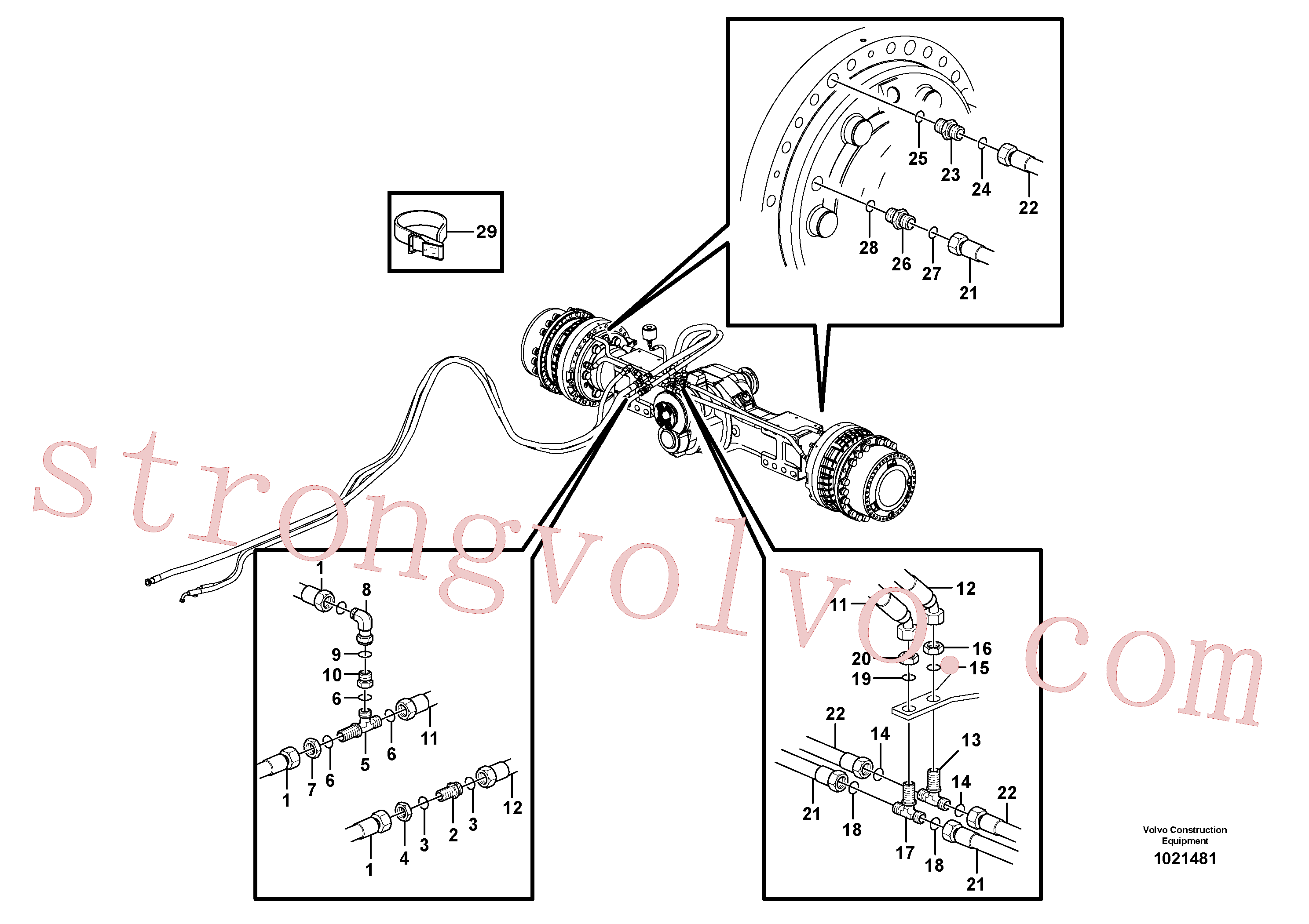 VOE935285 Volvo Sistema de refrigeração dos travões, eixos(1021481 Montagem)