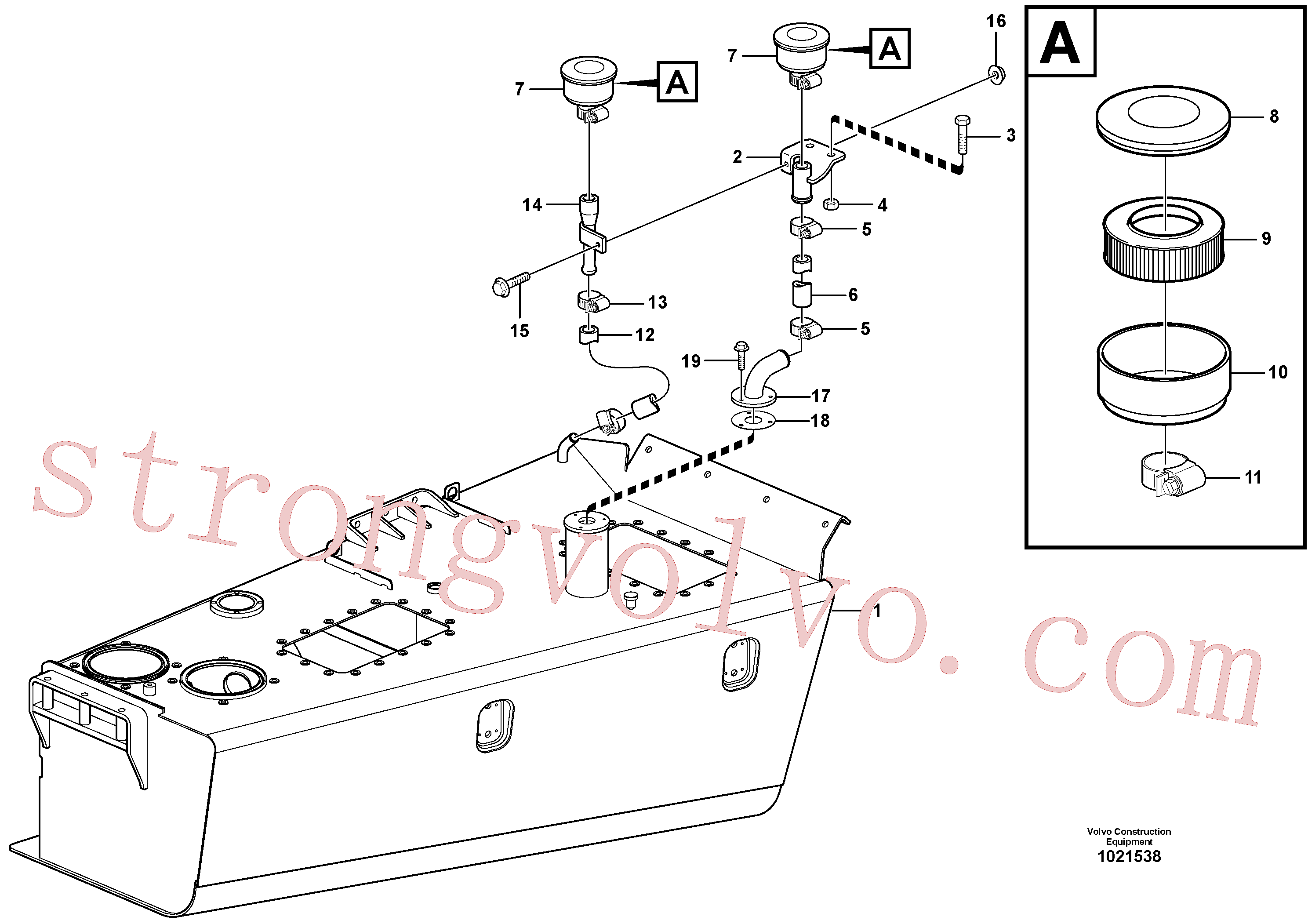 VOE14023083 Volvo Tanque de óleo hidráulico com acessórios(1021538 Montagem)