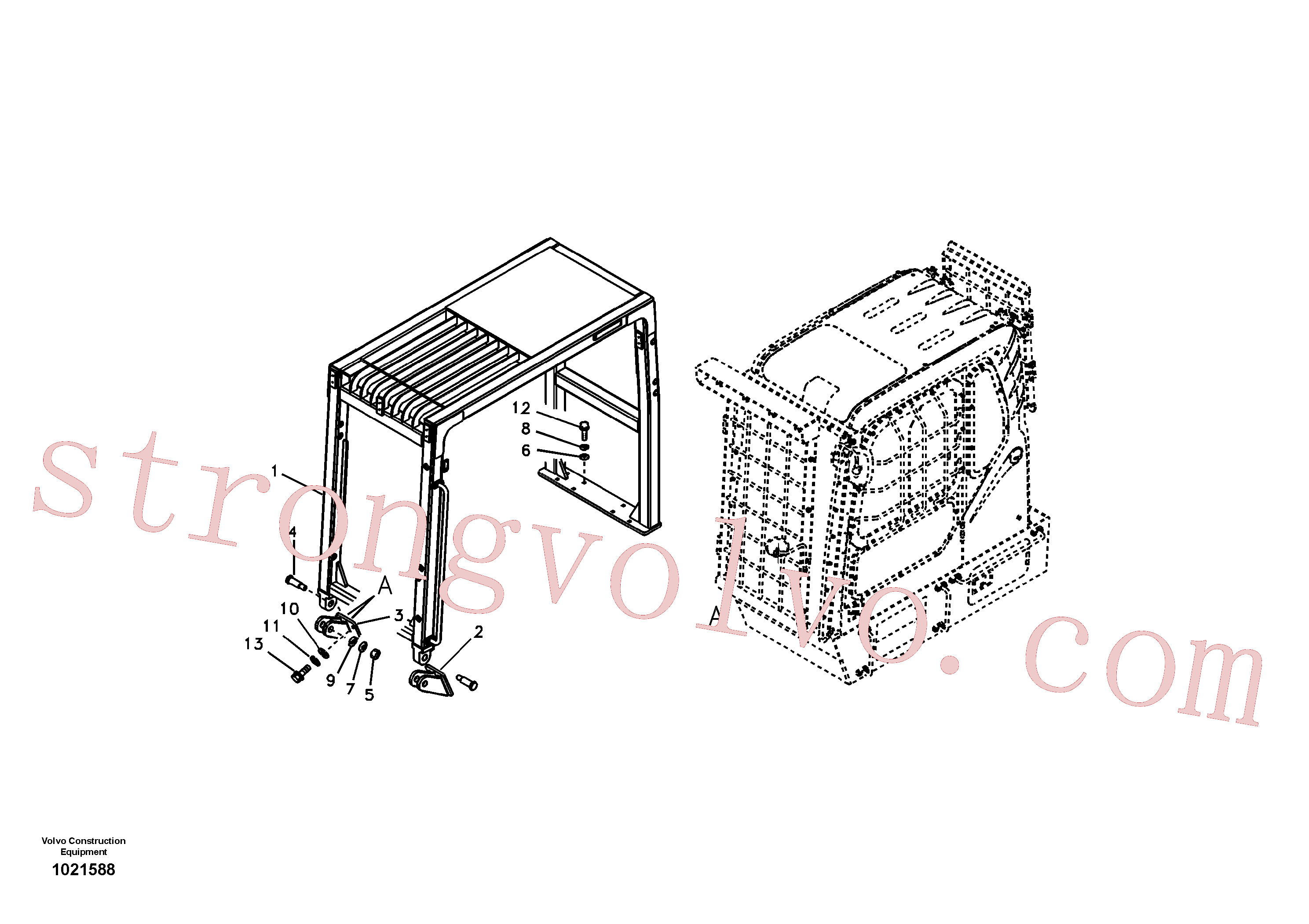 SA9213-30000 Volvo Resguardo contra objectos em queda (FOPS)(1021588 Montagem)
