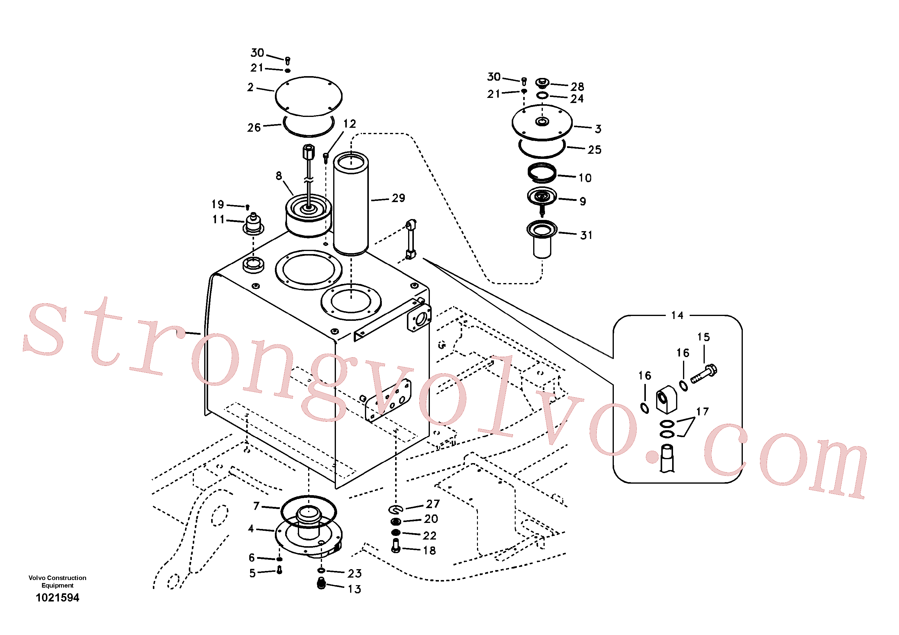 VOE14500233 Volvo Depósito de óleo hidráulico(1021594 Montagem)