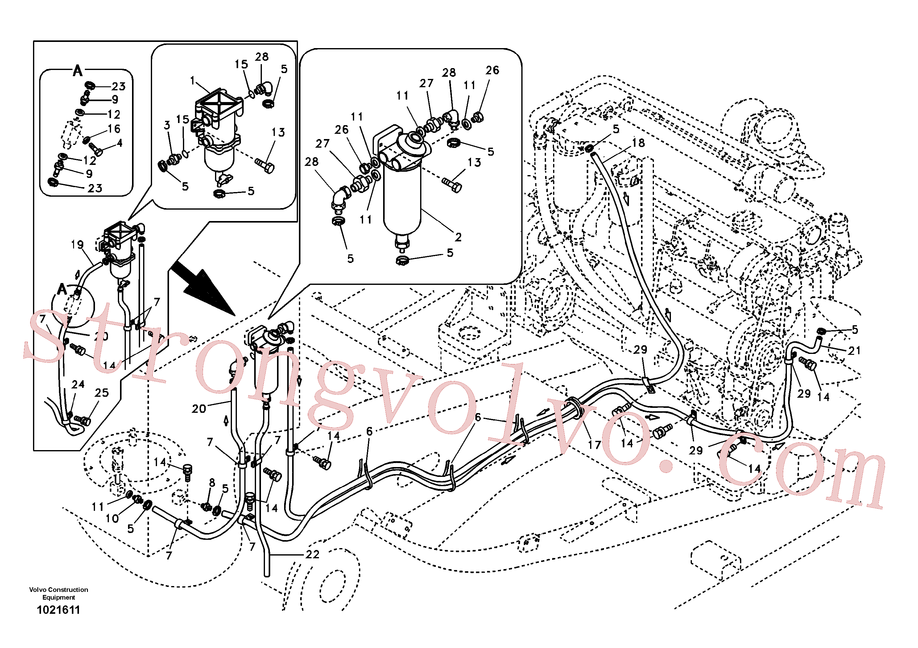 SA9011-20609 Volvo Tubo de combustível - depósito de combustível(1021611 Montagem)
