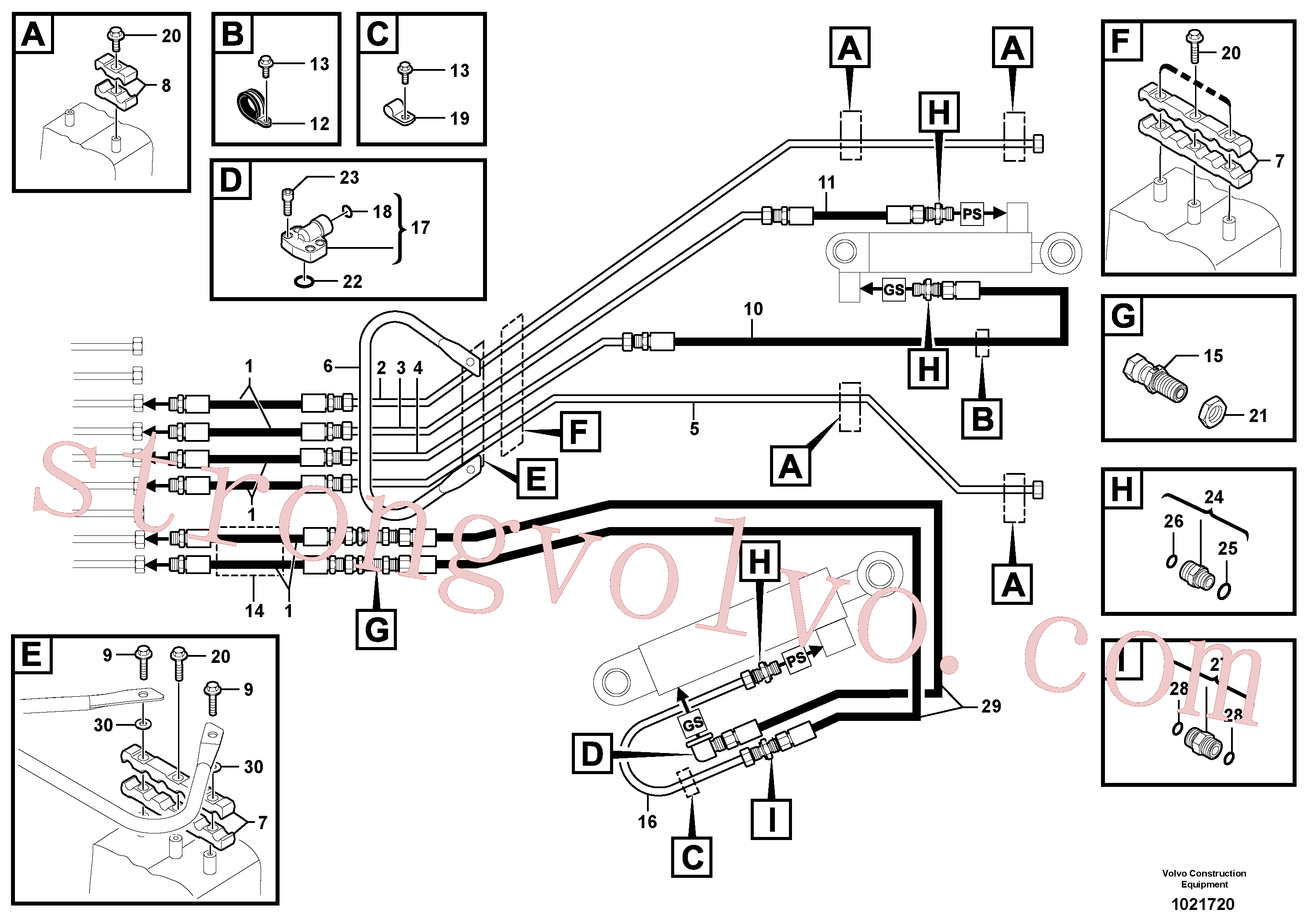 PJ5910730 Volvo Circuito hidráulico (lança)(1021720 Montagem)
