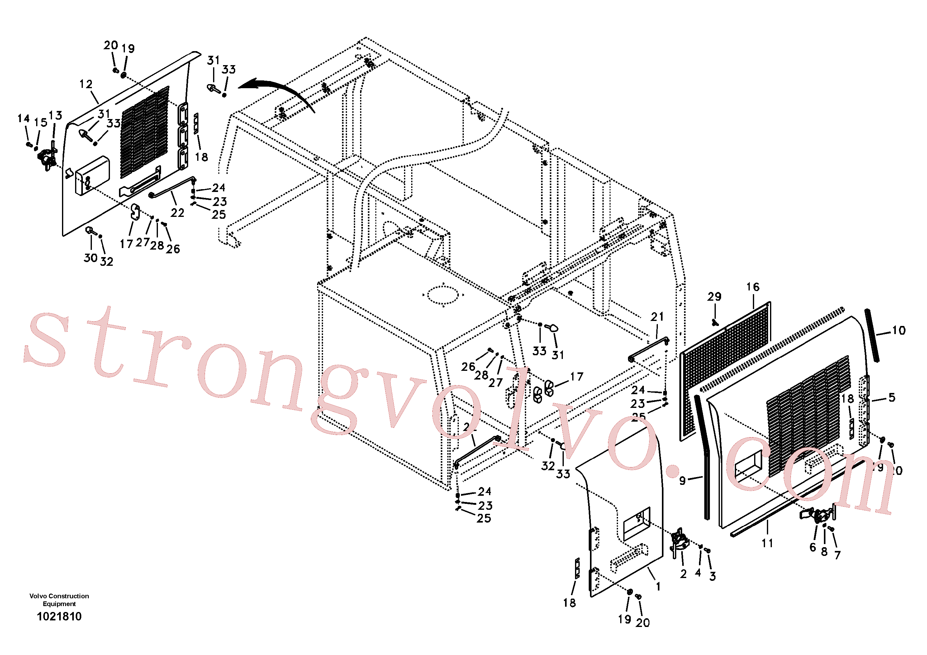 VOE14880920 Volvo Capot auxiliar, porta lateral.(1021810 Montagem)