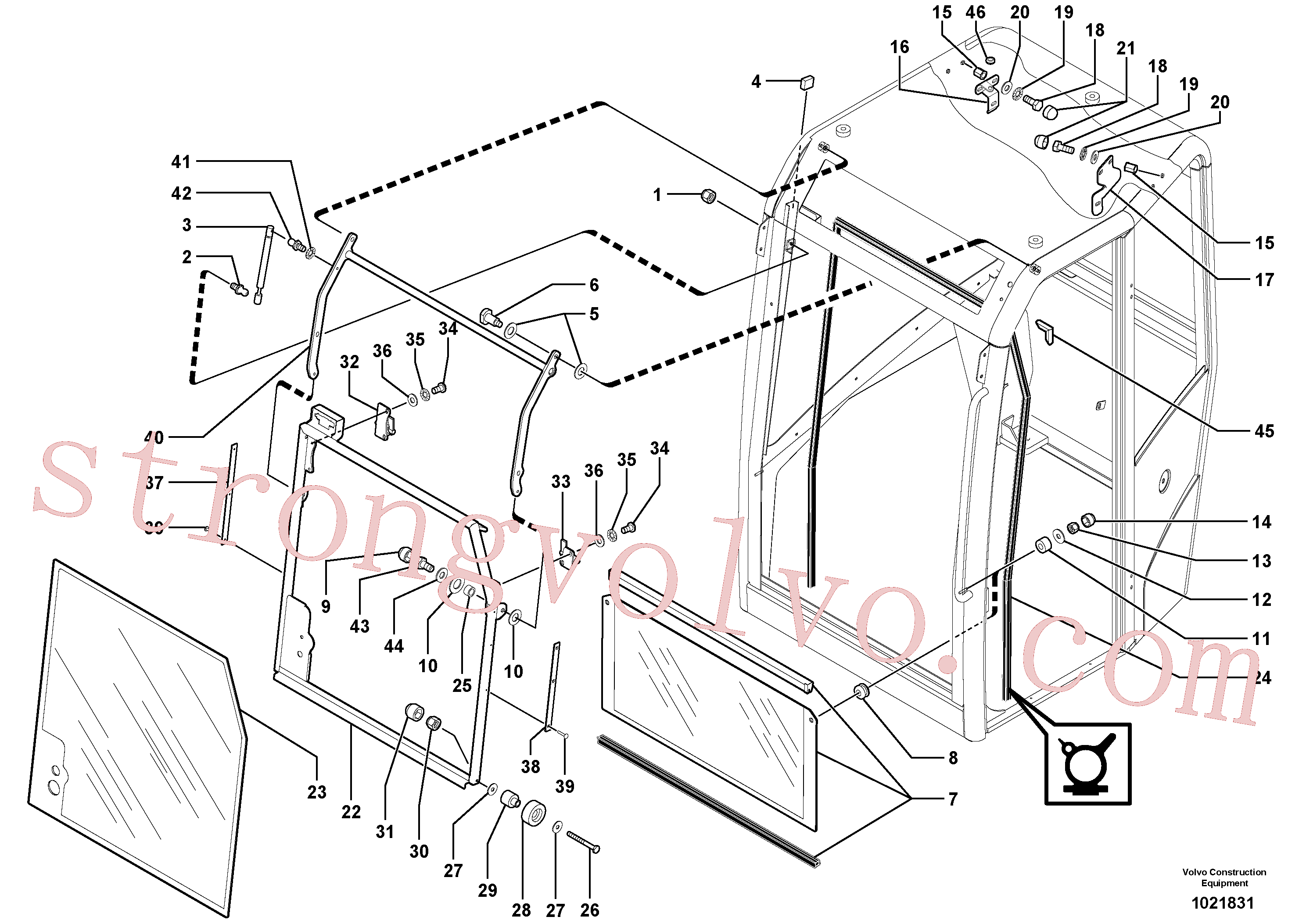 PJ4380036 Volvo Cabina: janela deslizante (dianteira)(1021831 Montagem)