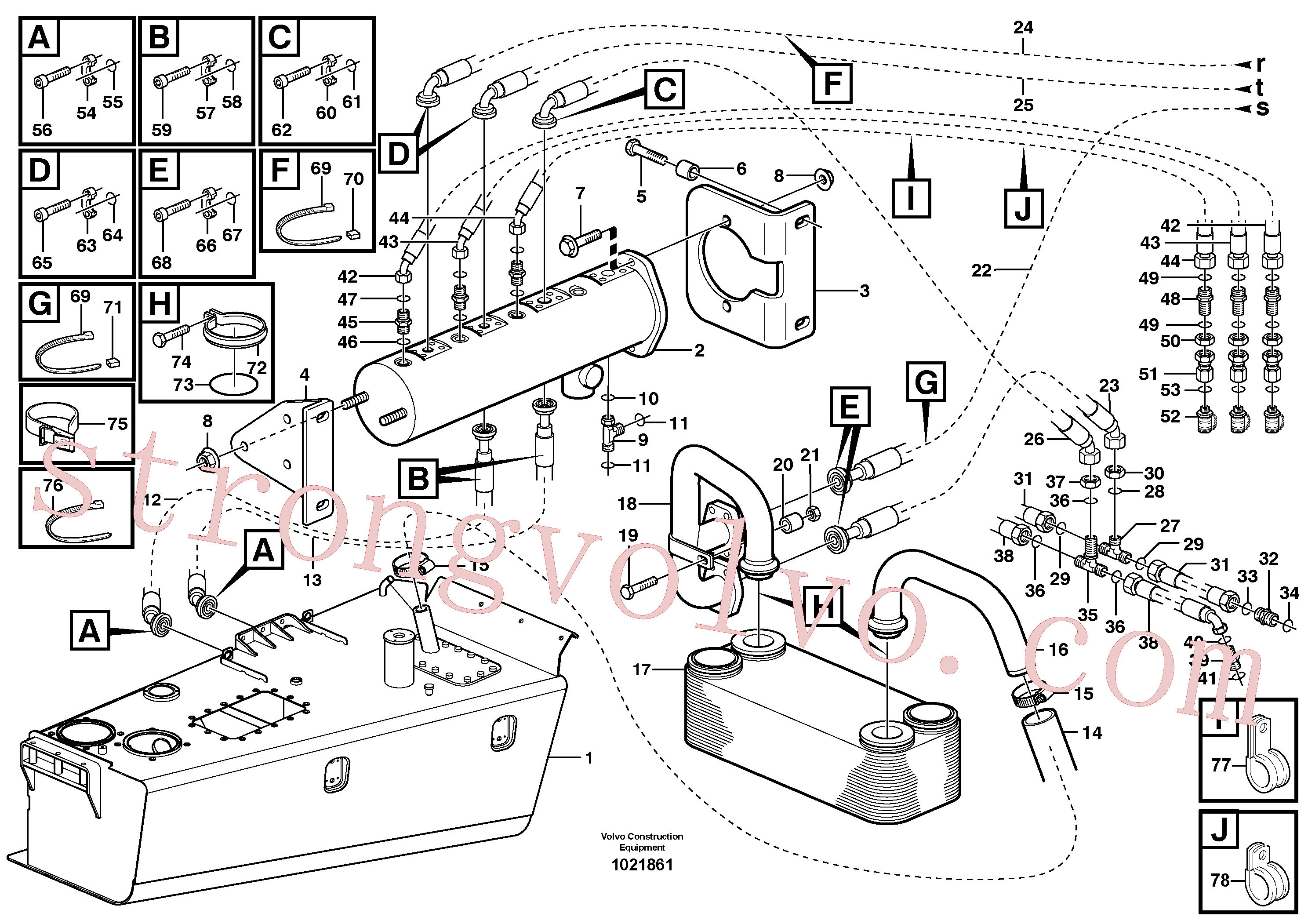 PJ4040033 Volvo Sistema de refrigeração dos travões(1021861 Montagem)