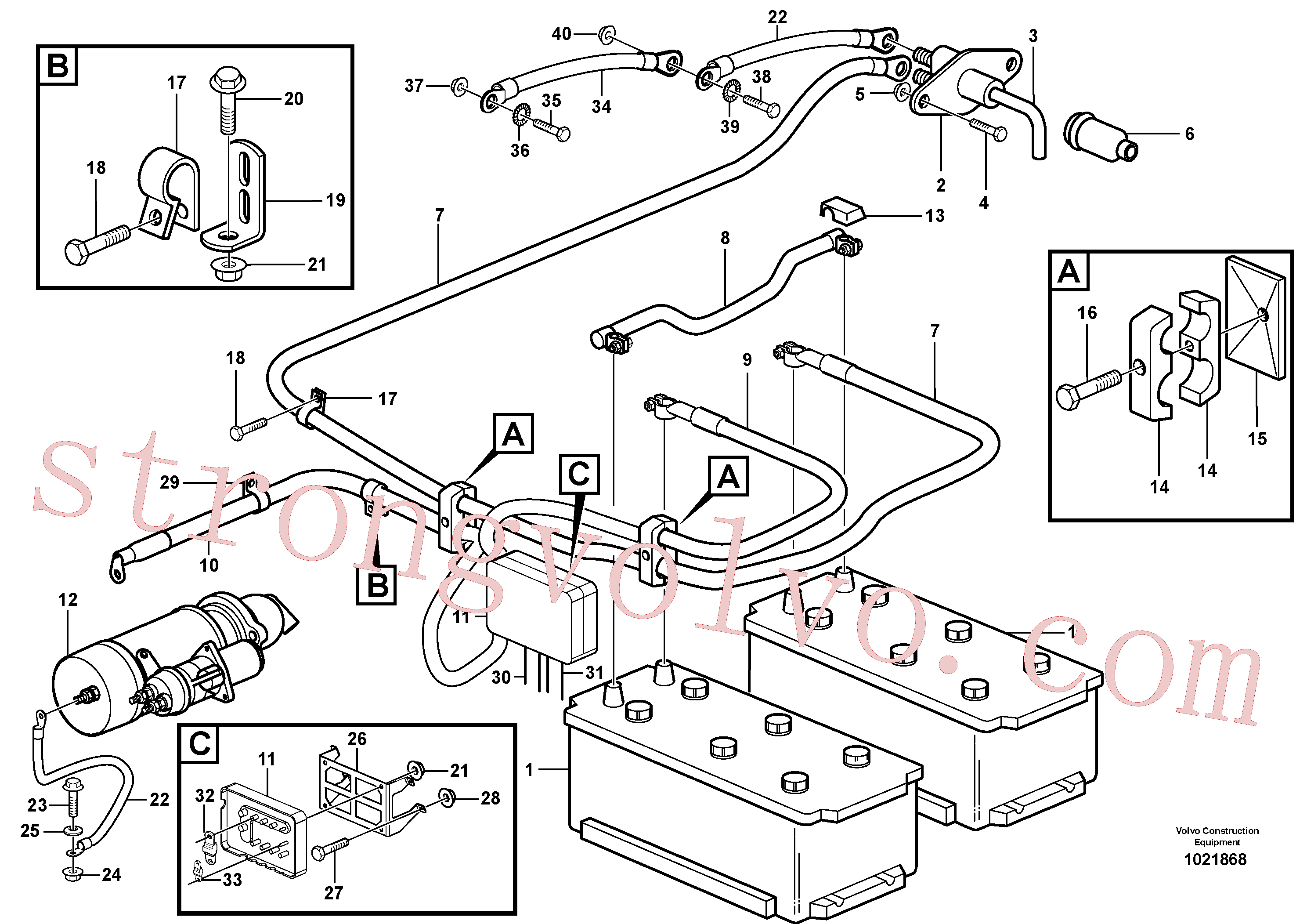 VOE967600 Volvo Cabo da bateria e interruptor principal(1021868 Montagem)