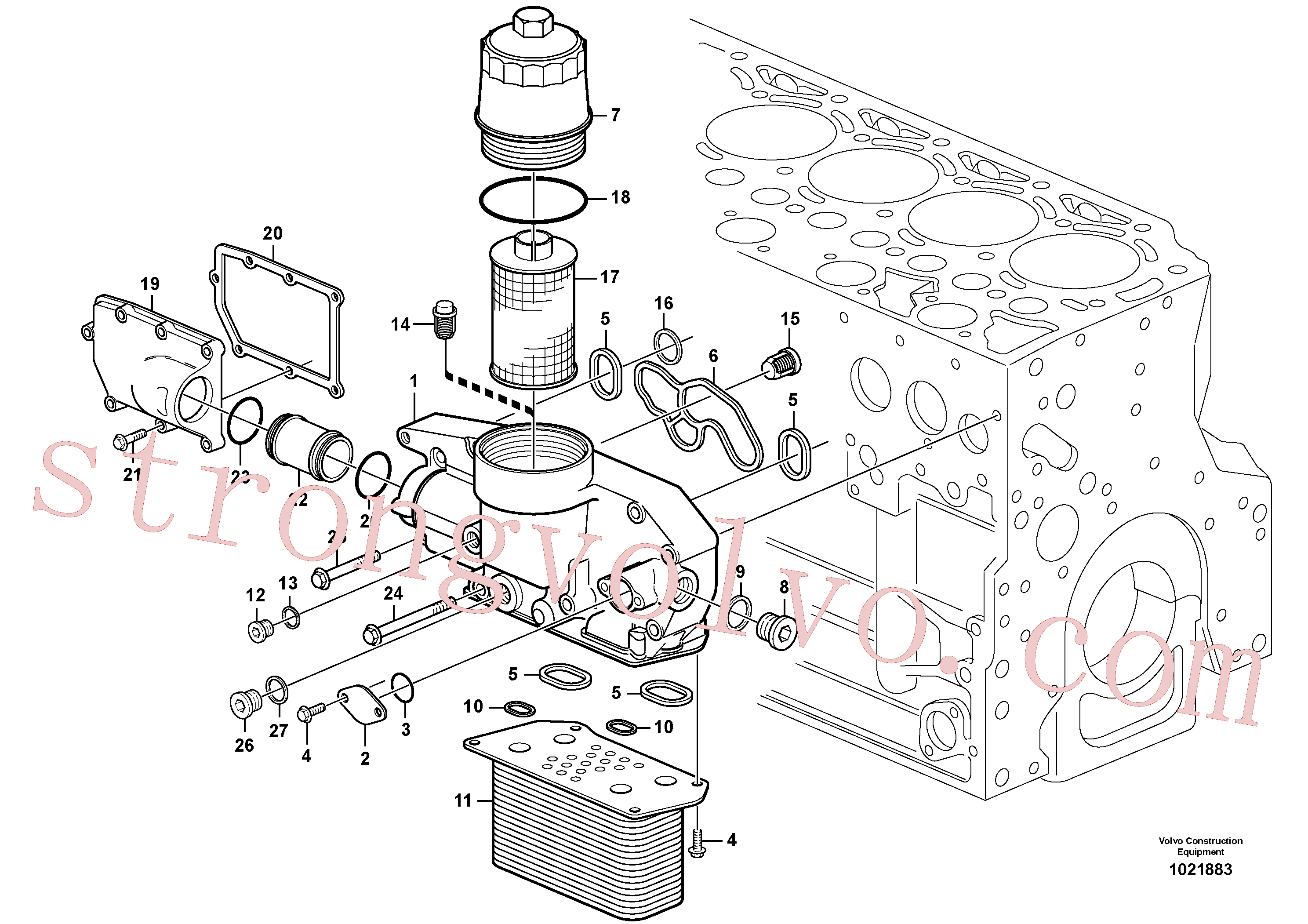 VOE20460123 Volvo Refrigerador de óleo(1021883 Montagem)