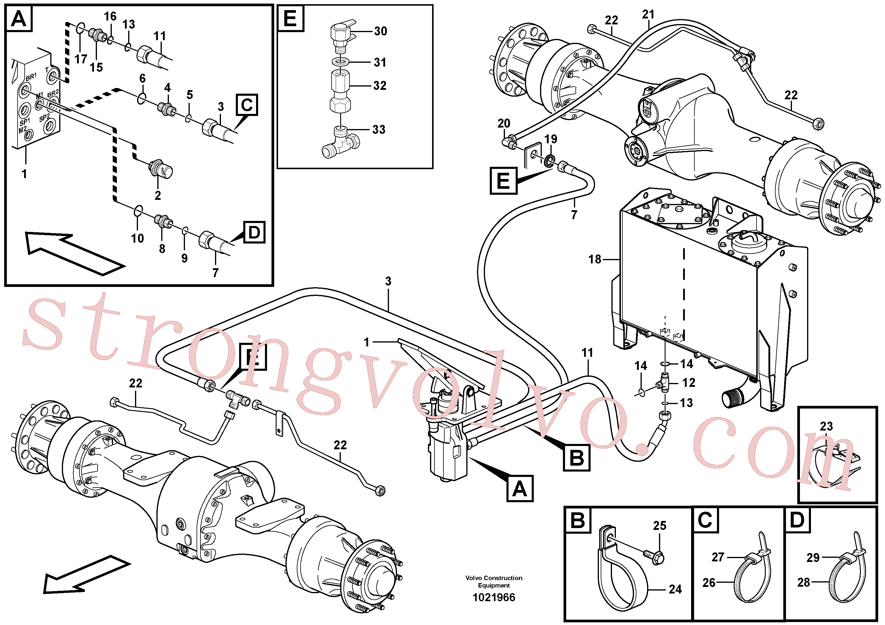 VOE927503 Volvo Linhas de travão, válvulas do travão de pé - eixos(1021966 Montagem)