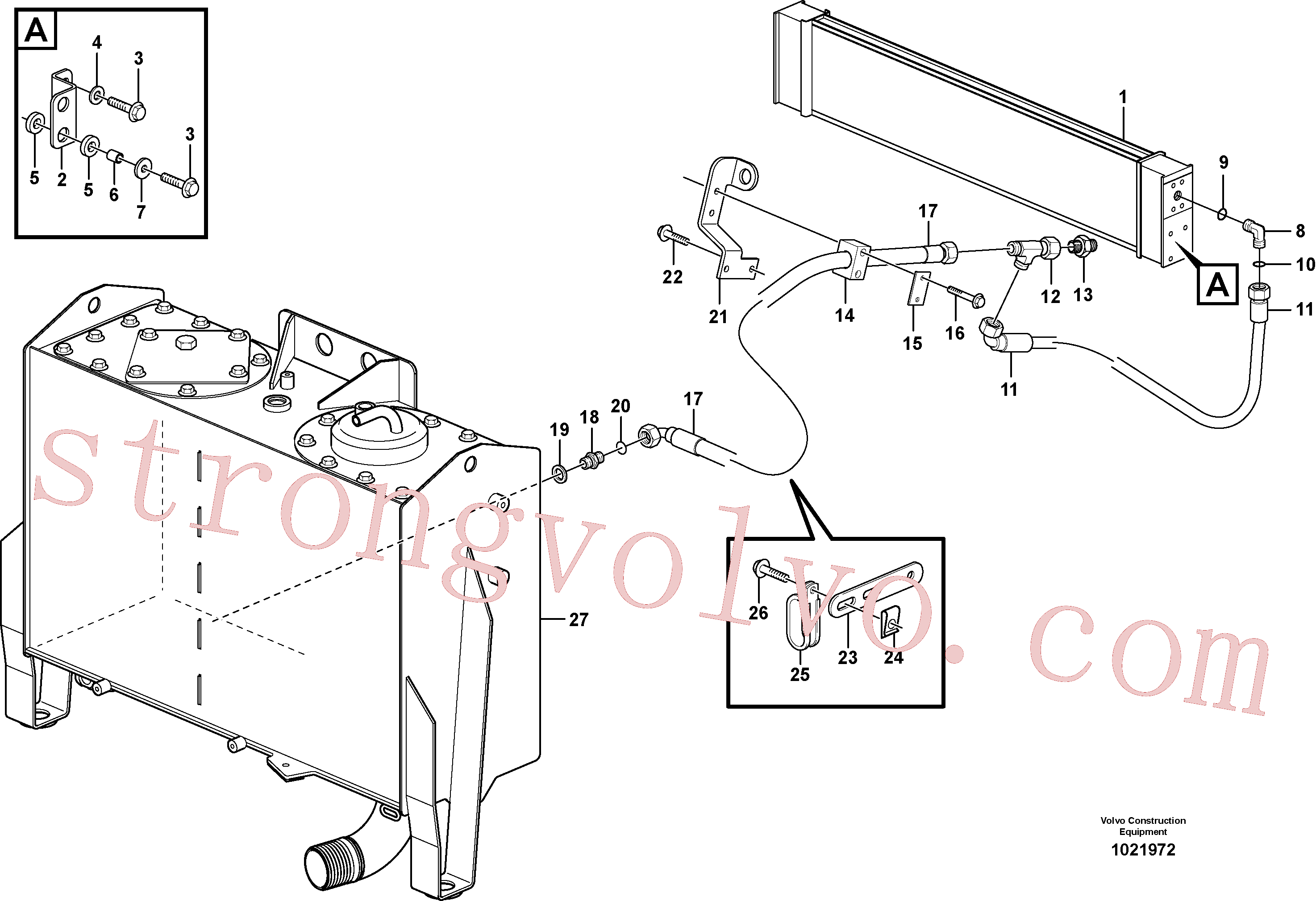 VOE15000792 Volvo Arrefecedor de óleo com mangueiras(1021972 Montagem)