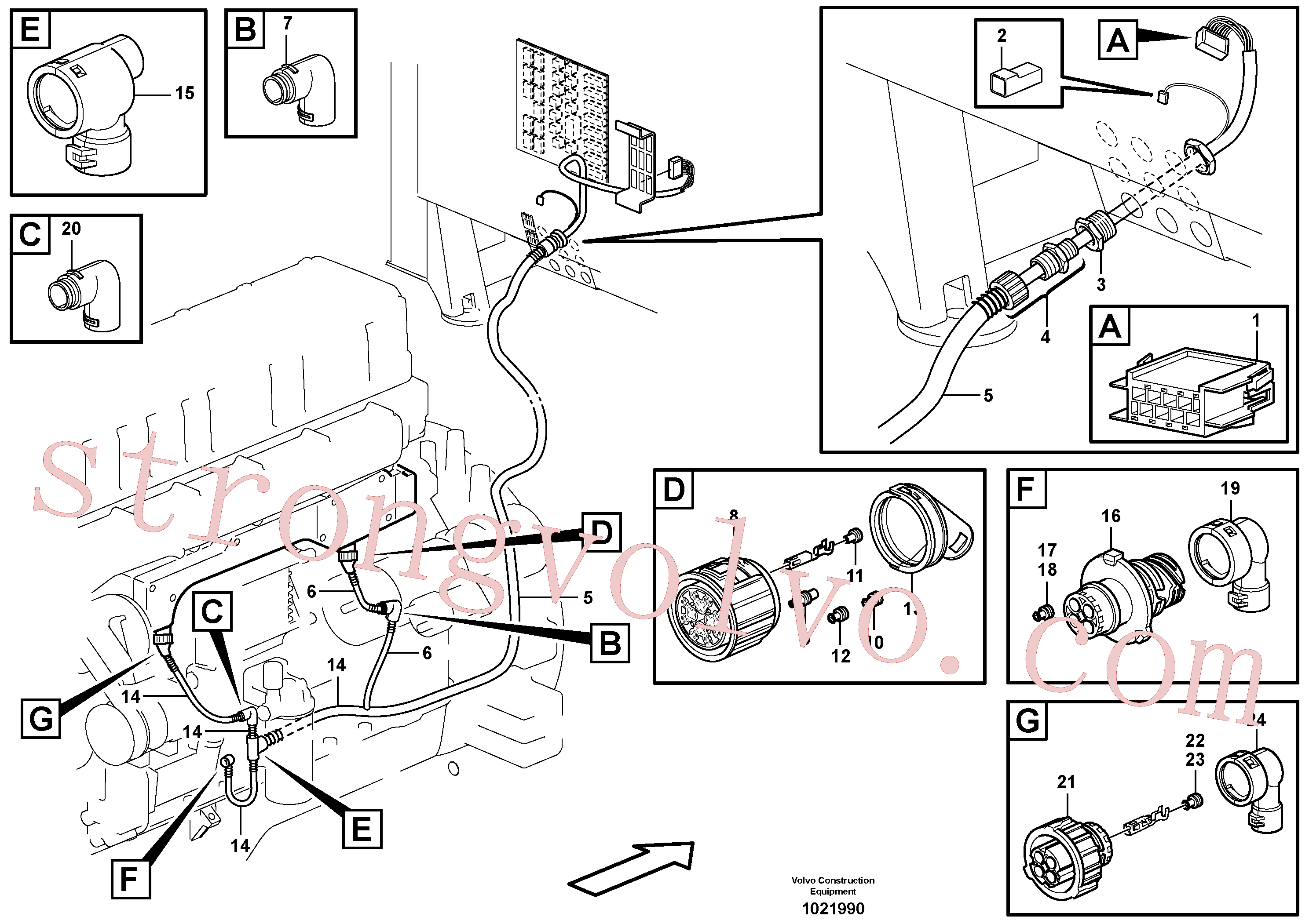 VOE8159012 Volvo Cablagem, unidade de distribuição eléctrica - motor E-ECU(1021990 Montagem)
