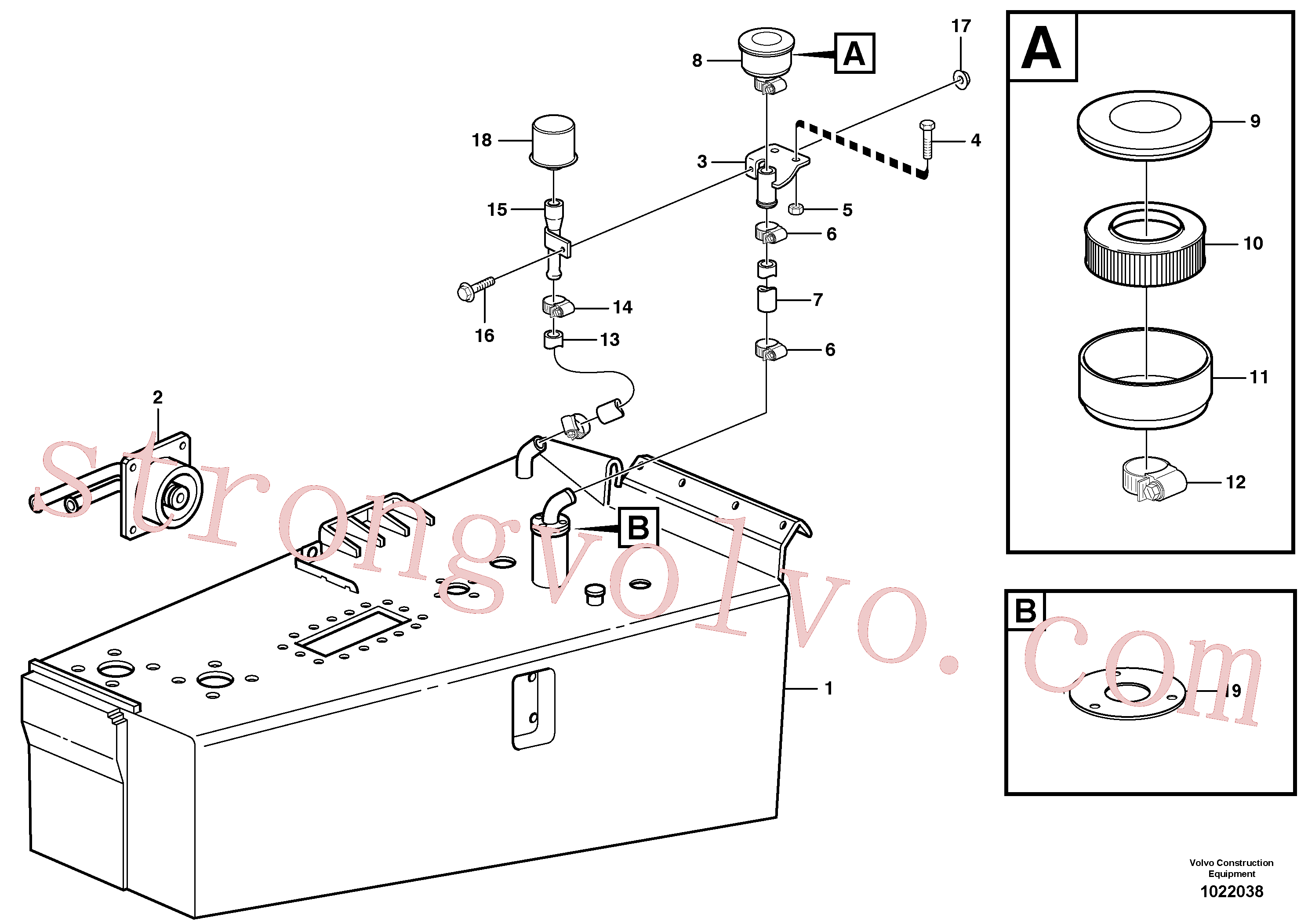 VOE14023083 Volvo Tanque de óleo hidráulico com acessórios(1022038 Montagem)