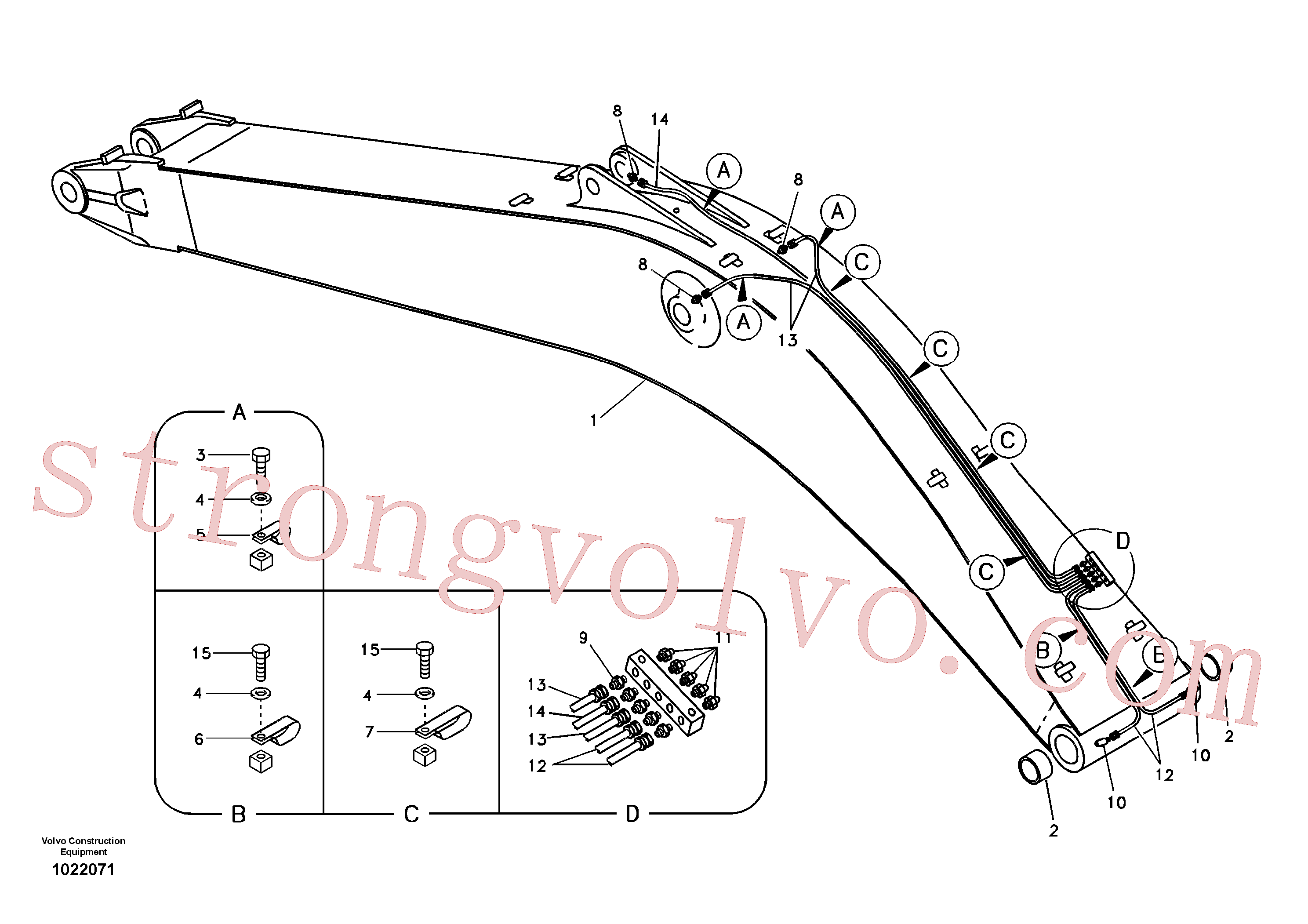 VOE14880668 Volvo Tubagem e lubrificação com massa da lança(1022071 Montagem)