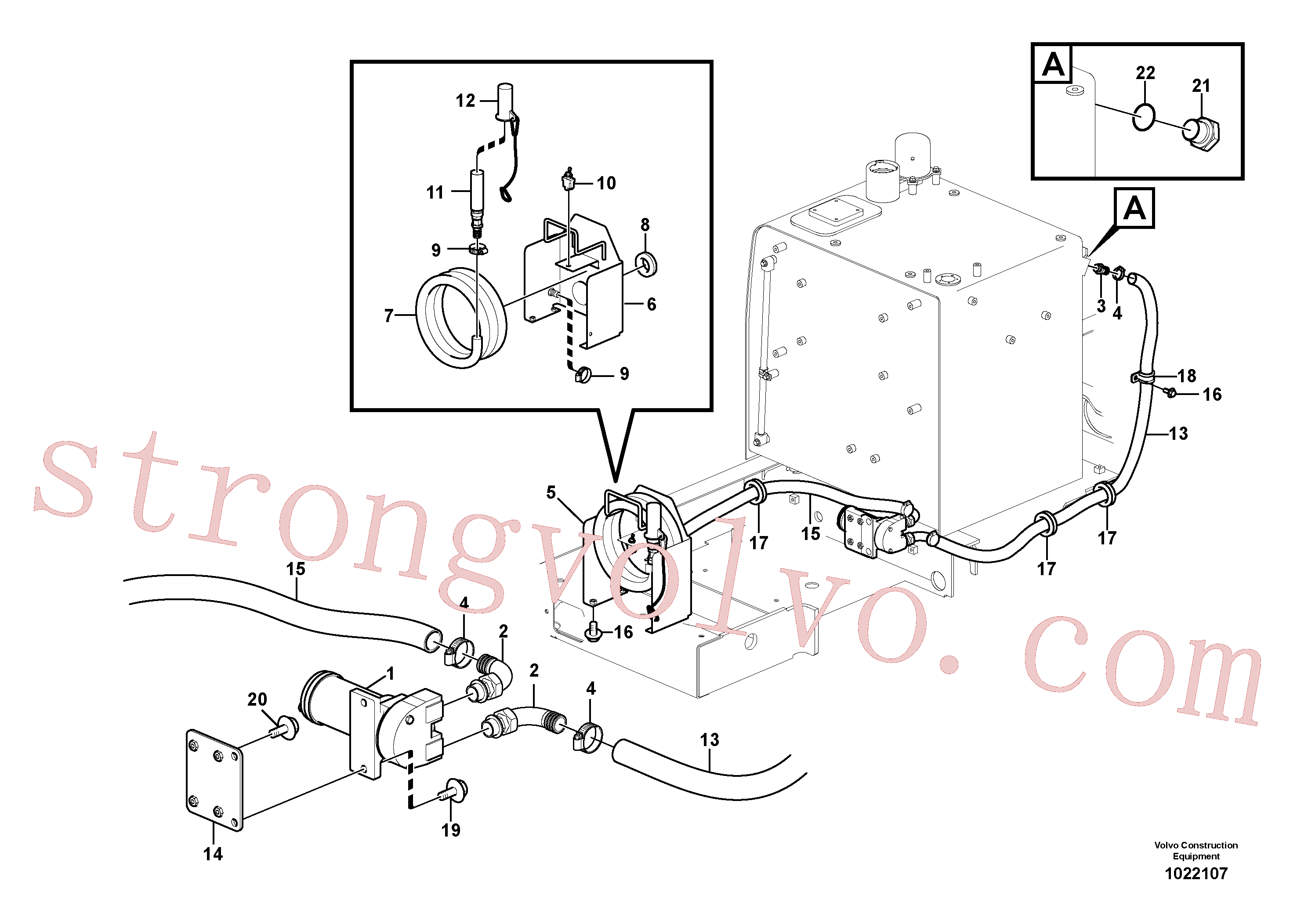 VOE14543309 Volvo Bomba de enchimento do combustível com detalhes de montagem(1022107 Montagem)