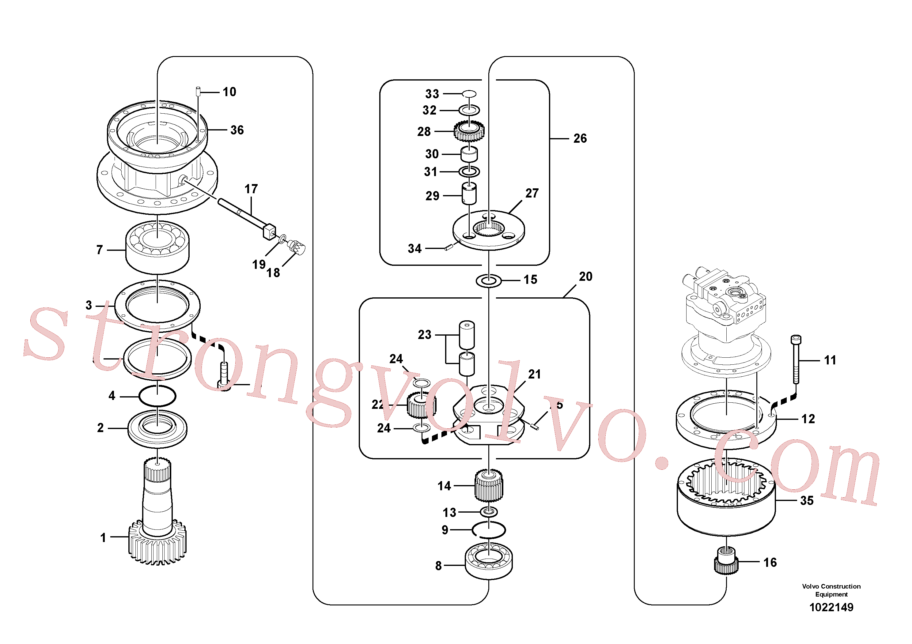 SA7118-00040 Volvo Caixa de velocidades rotativa(1022149 Montagem)