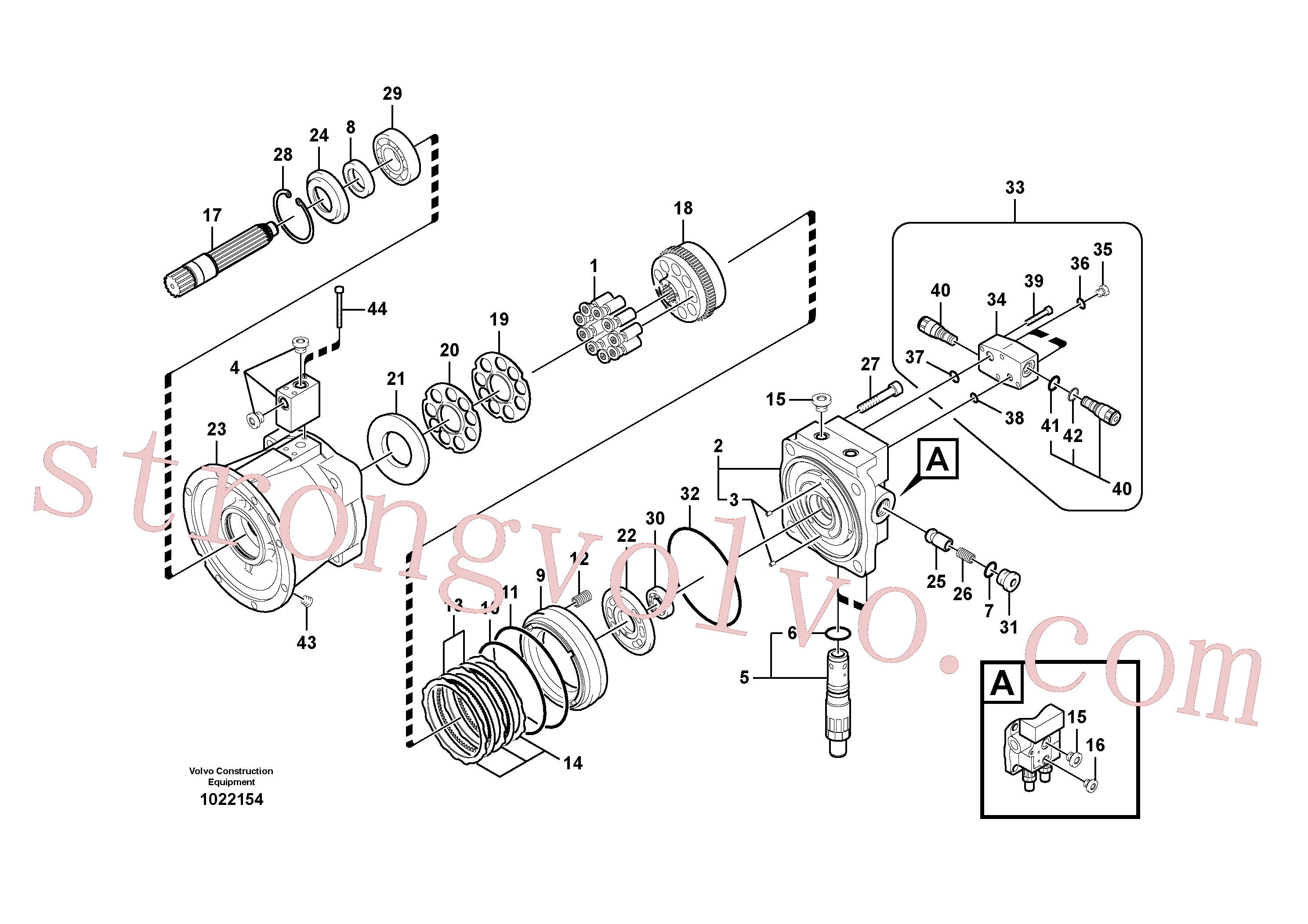 VOE14529770 Volvo Motor de rotação(1022154 Montagem)