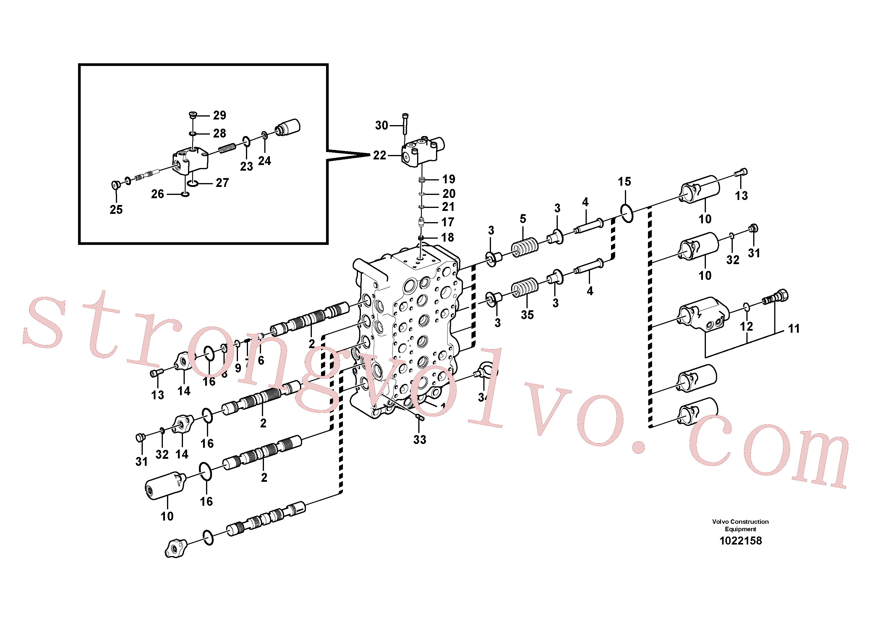 VOE14588588 Volvo Válvula mestra de comando(1022158 Montagem)