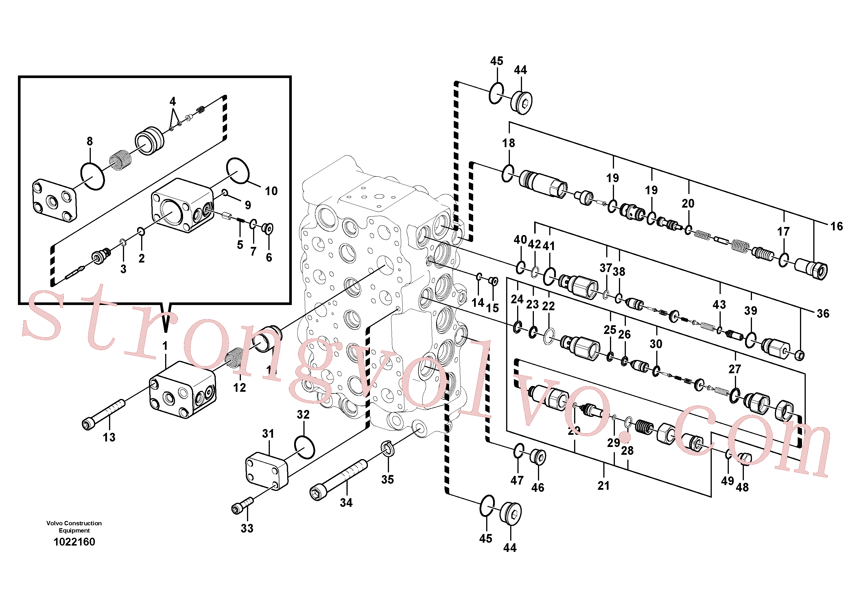 VOE990556 Volvo Válvula mestra de comando(1022160 Montagem)