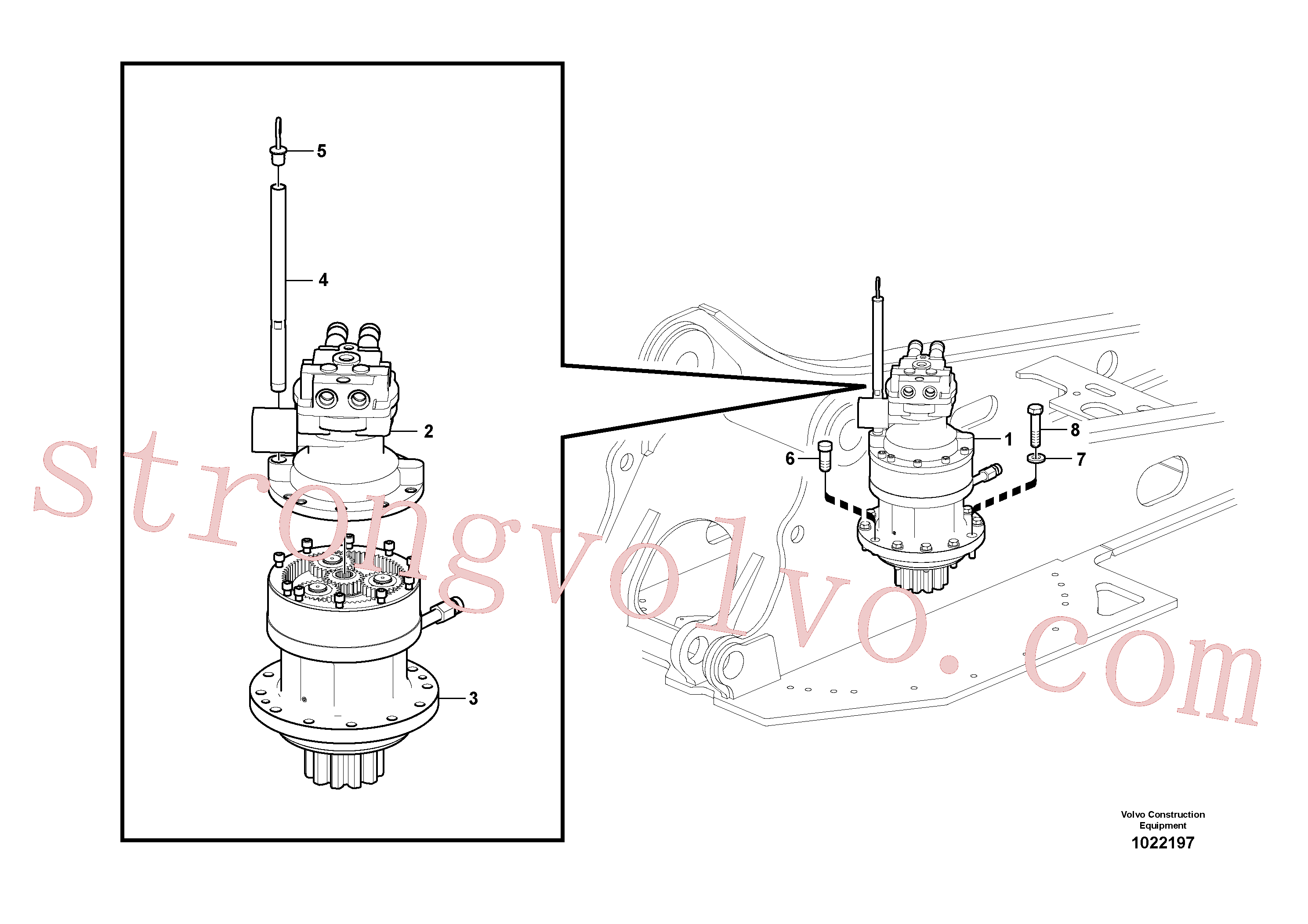 VOE14514894 Volvo Motor de rotação com peças de montagem(1022197 Montagem)