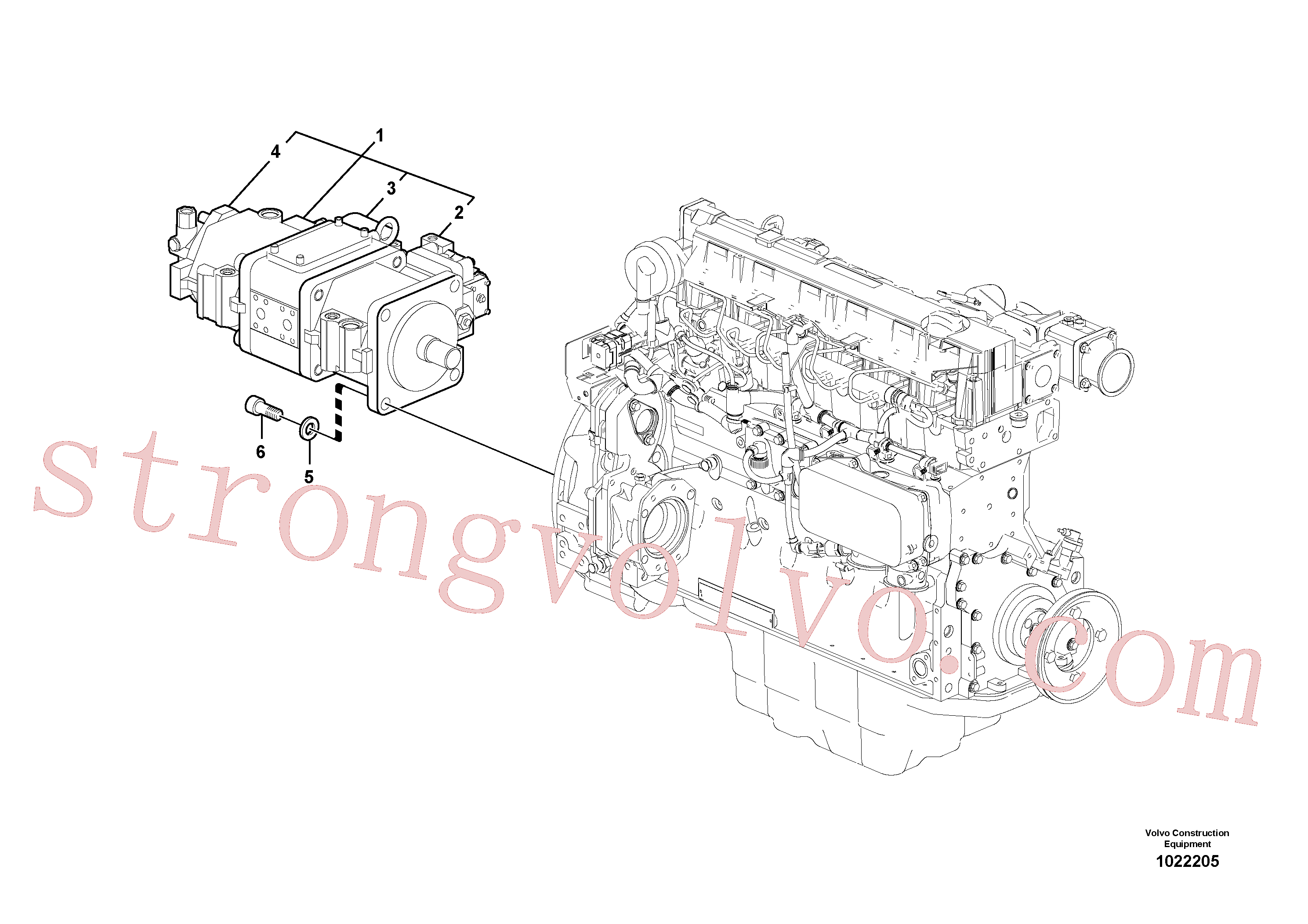 VOE14538542 Volvo Instalação da bomba(1022205 Montagem)