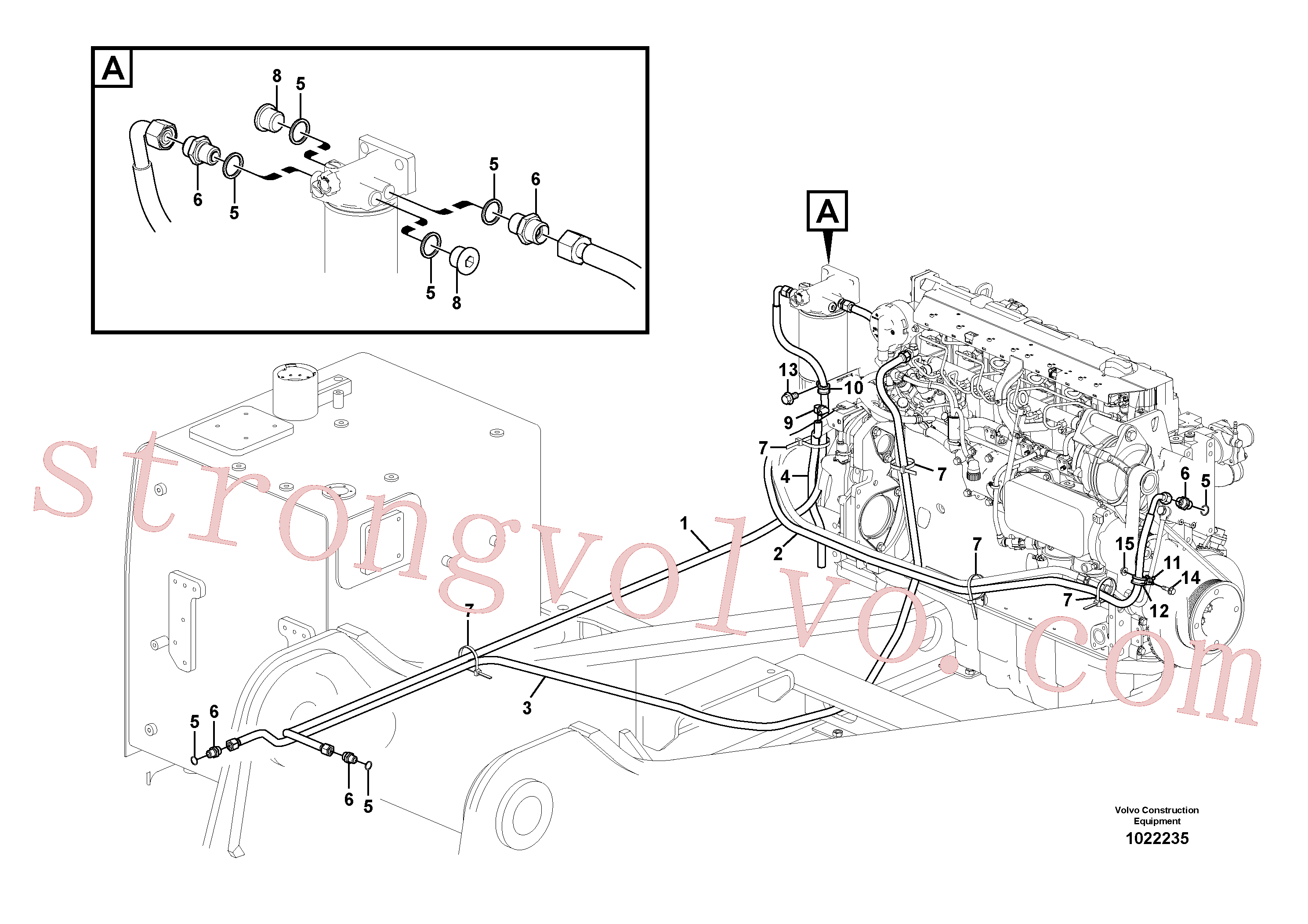 VOE14881439 Volvo Tubo de combustível - depósito de combustível(1022235 Montagem)