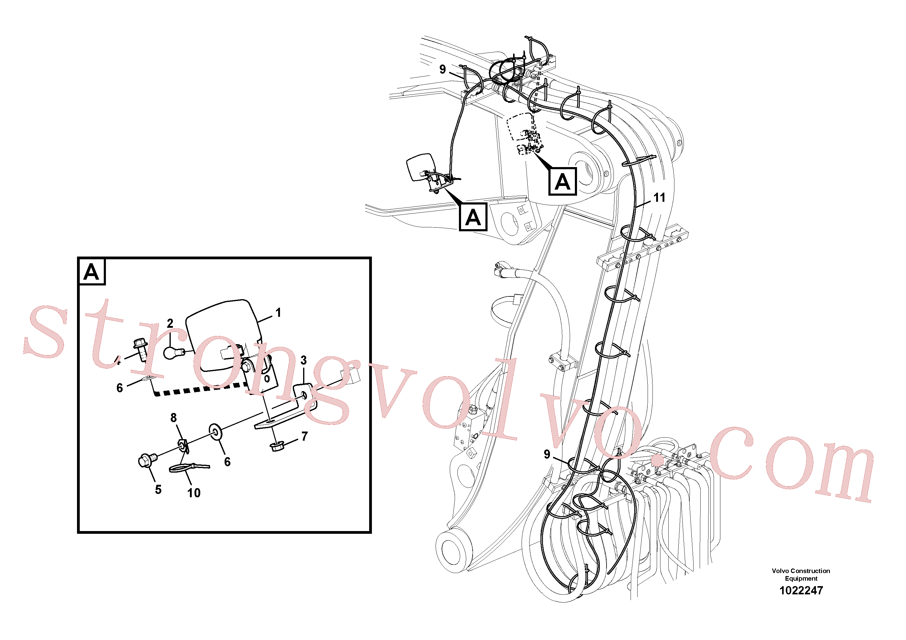 VOE2810491 Volvo Luz de trabalho na lança(1022247 Montagem)