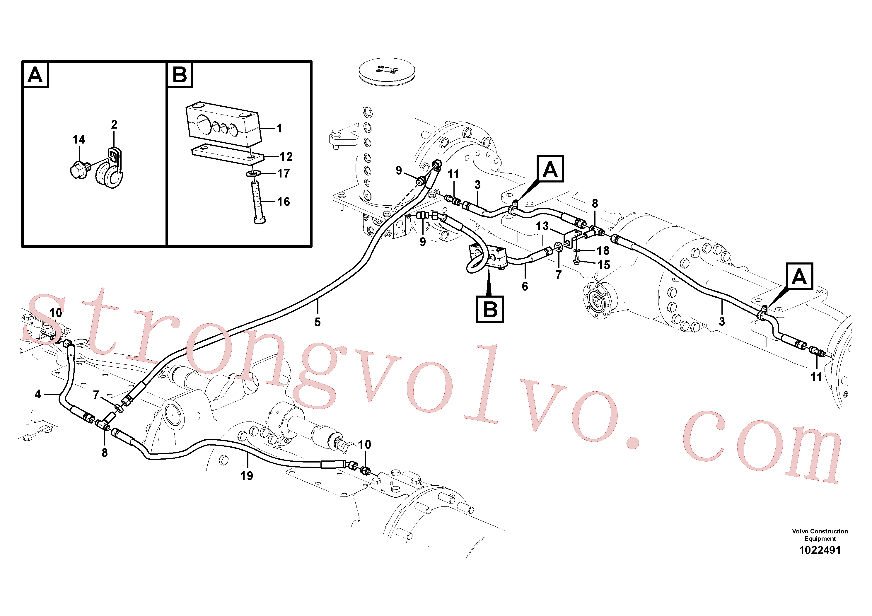 VOE14388610 Volvo Sistema hidráulico, linha de travão inferior(1022491 Montagem)