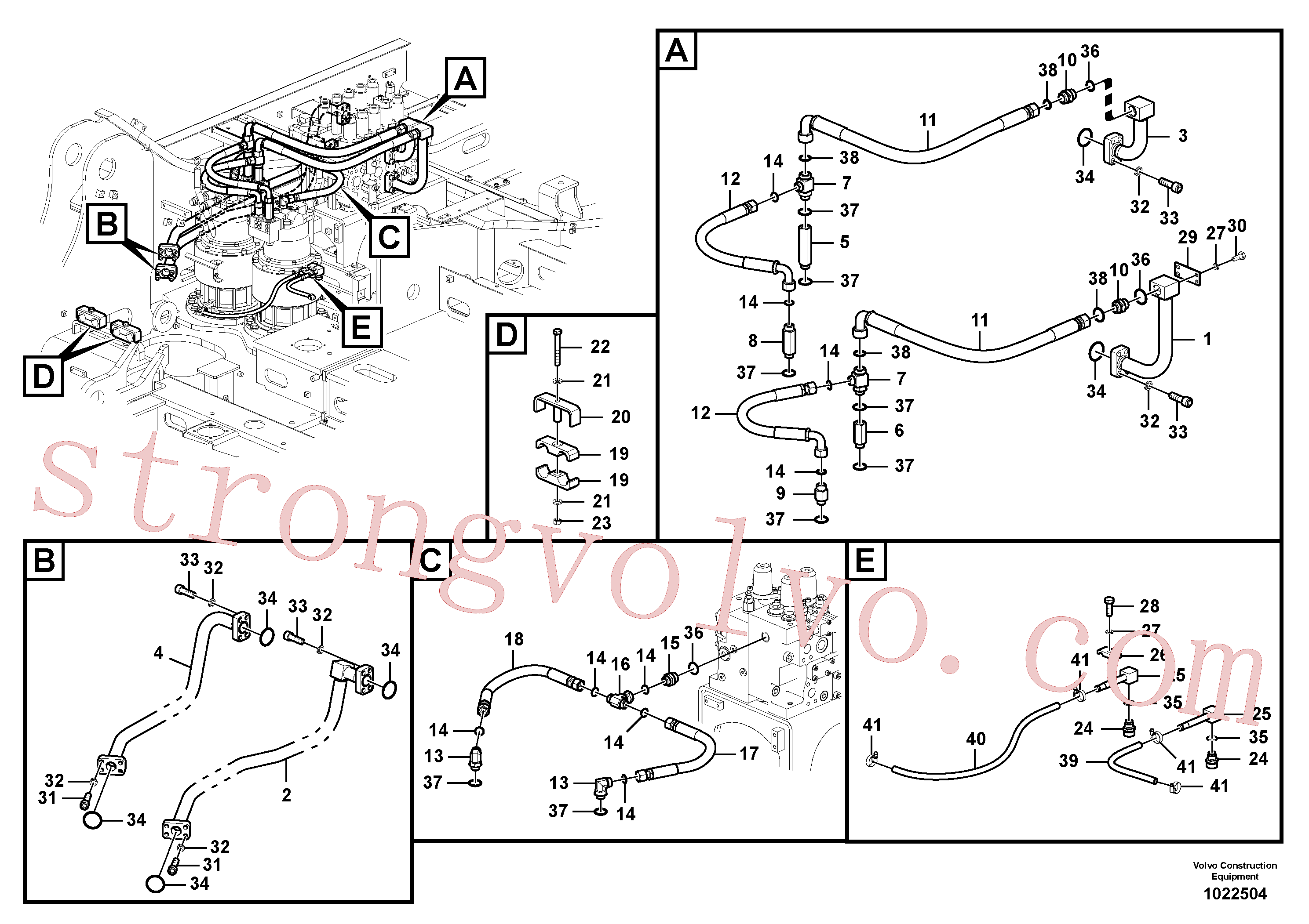VOE937156 Volvo Sistema hidráulico, válvula de comando da lança e articulação(1022504 Montagem)