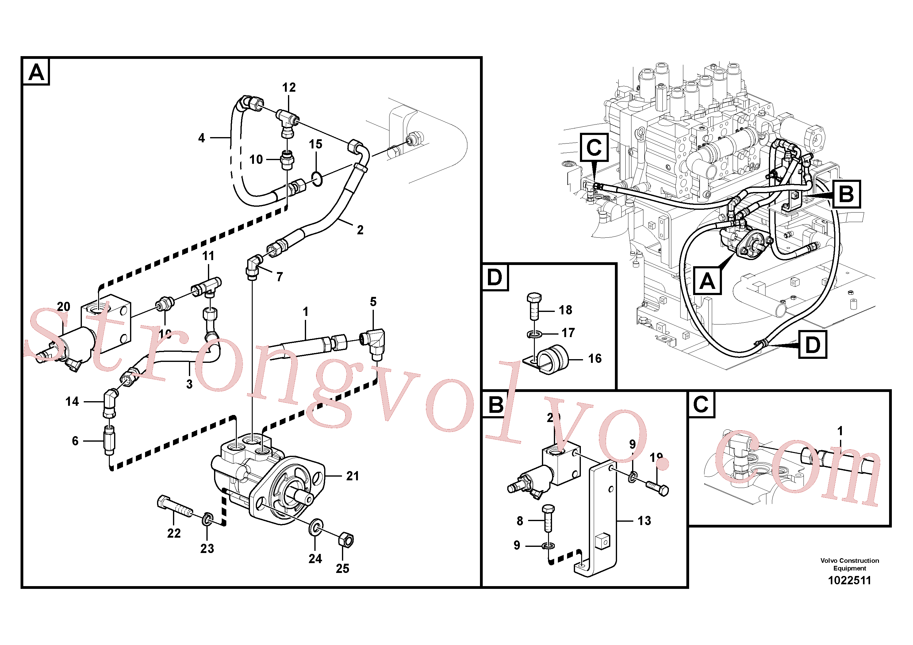 VOE937590 Volvo Sistema hidráulico, sistema refrigerante do óleo(1022511 Montagem)