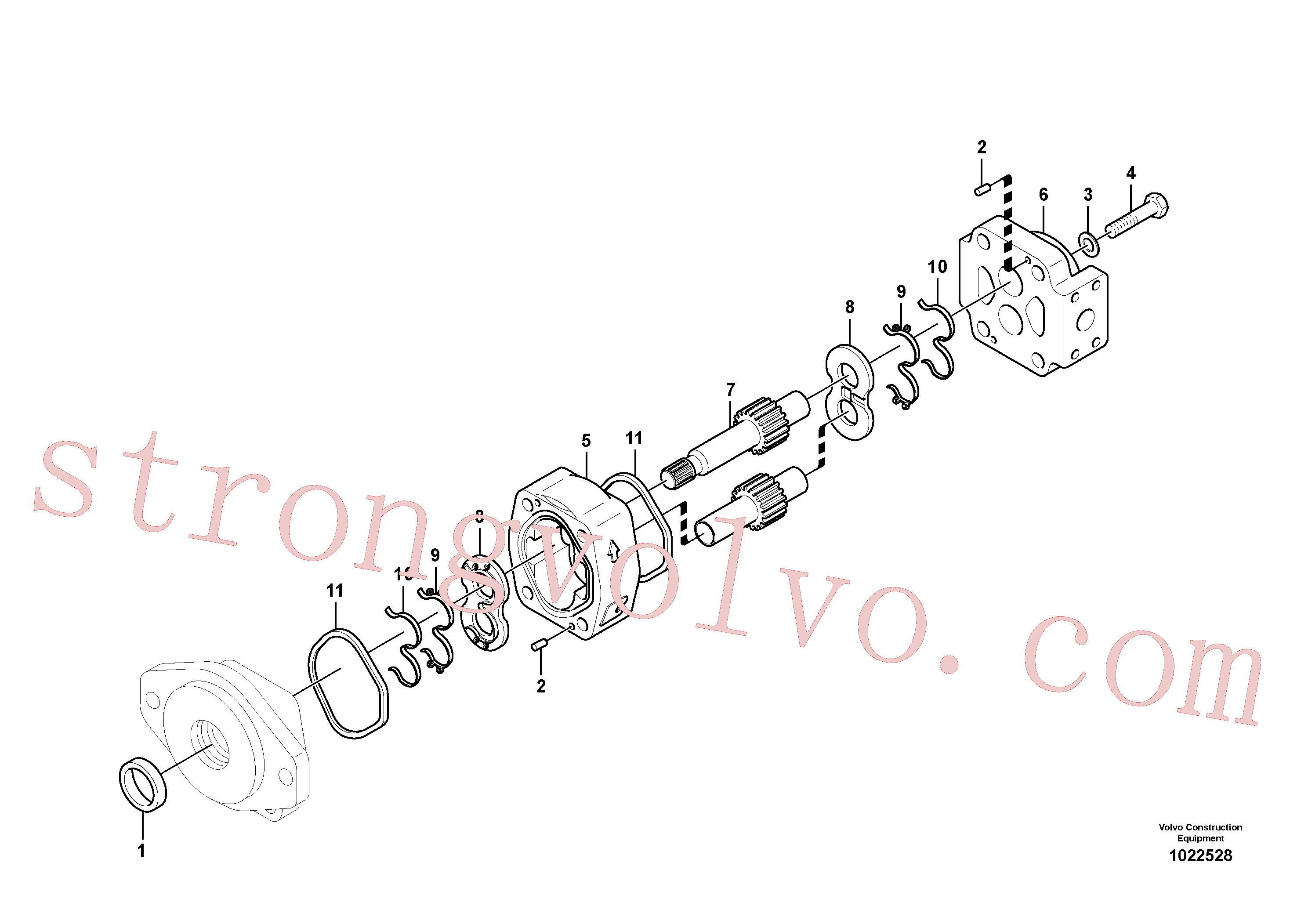 VOE14568119 Volvo Bomba da engrenagem hidráulica, Bomba de engrenagens hidráulica para montagem rápida e rotador, Válvula, encaixe rápido(1022528 Montagem)
