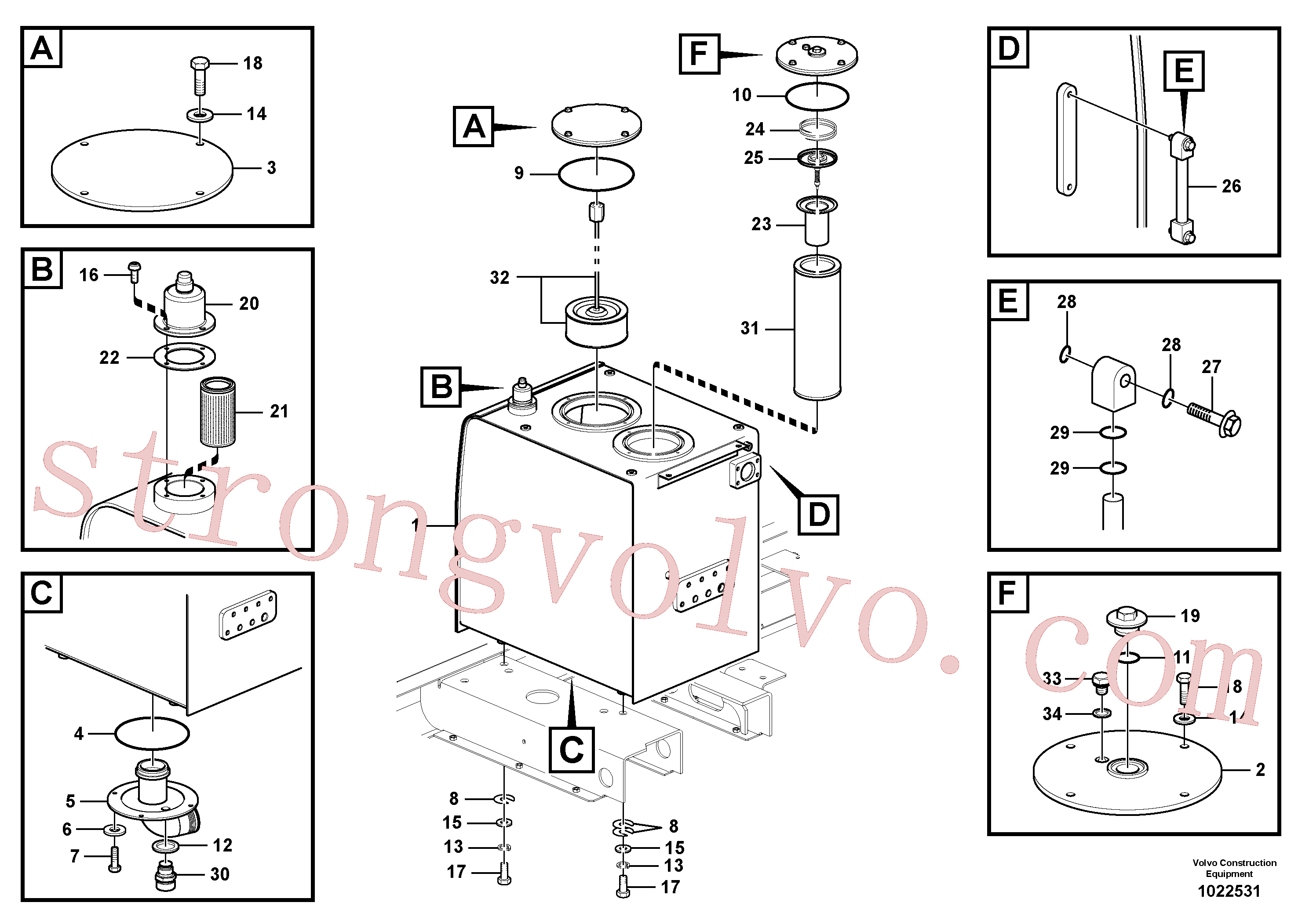 VOE14547349 Volvo Depósito de óleo hidráulico(1022531 Montagem)