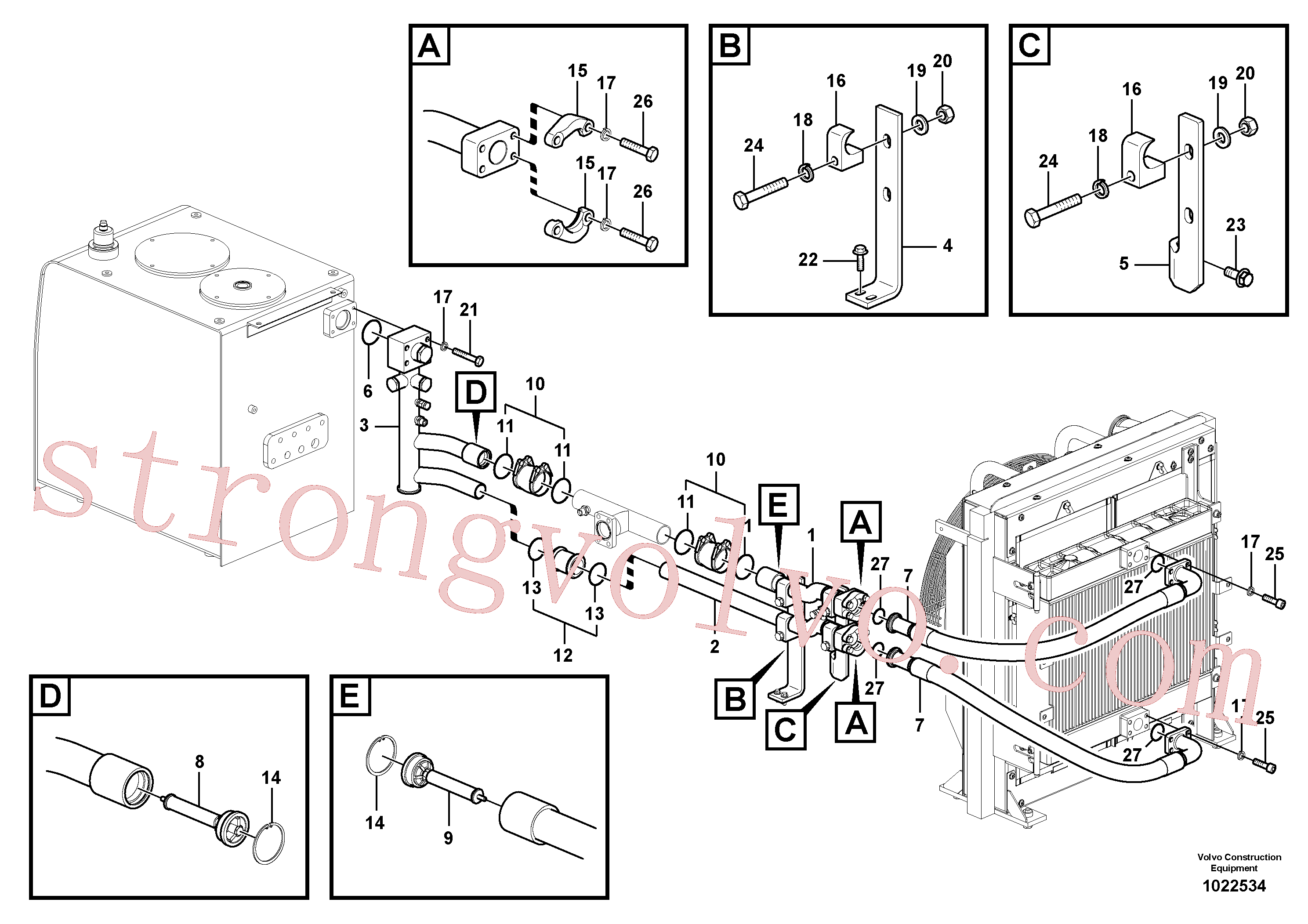 VOE14531084 Volvo Sistema hidráulico, tanque hidráulico para a bomba hidráulica(1022534 Montagem)