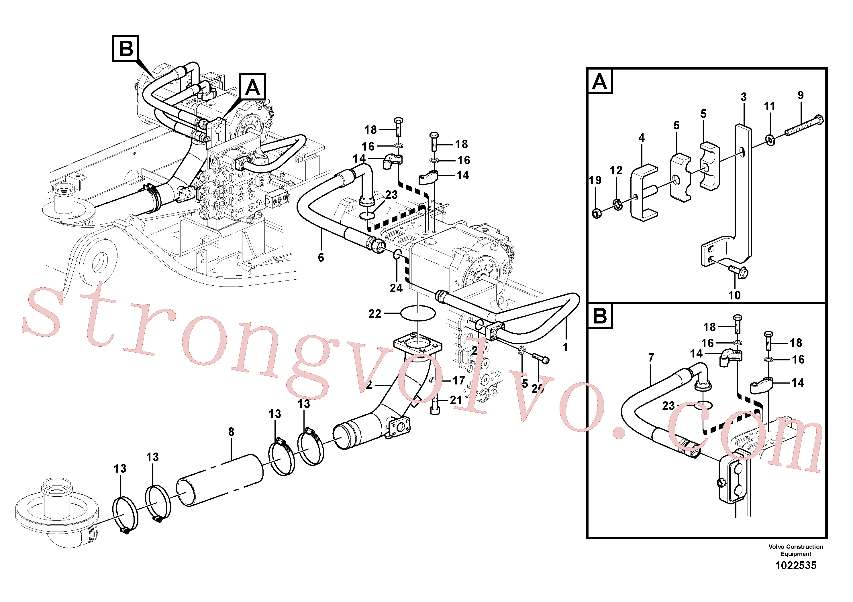 SA9425-51032 Volvo Sistema hidráulico, amortecedor de impulsos da bomba hidráulica(1022535 Montagem)