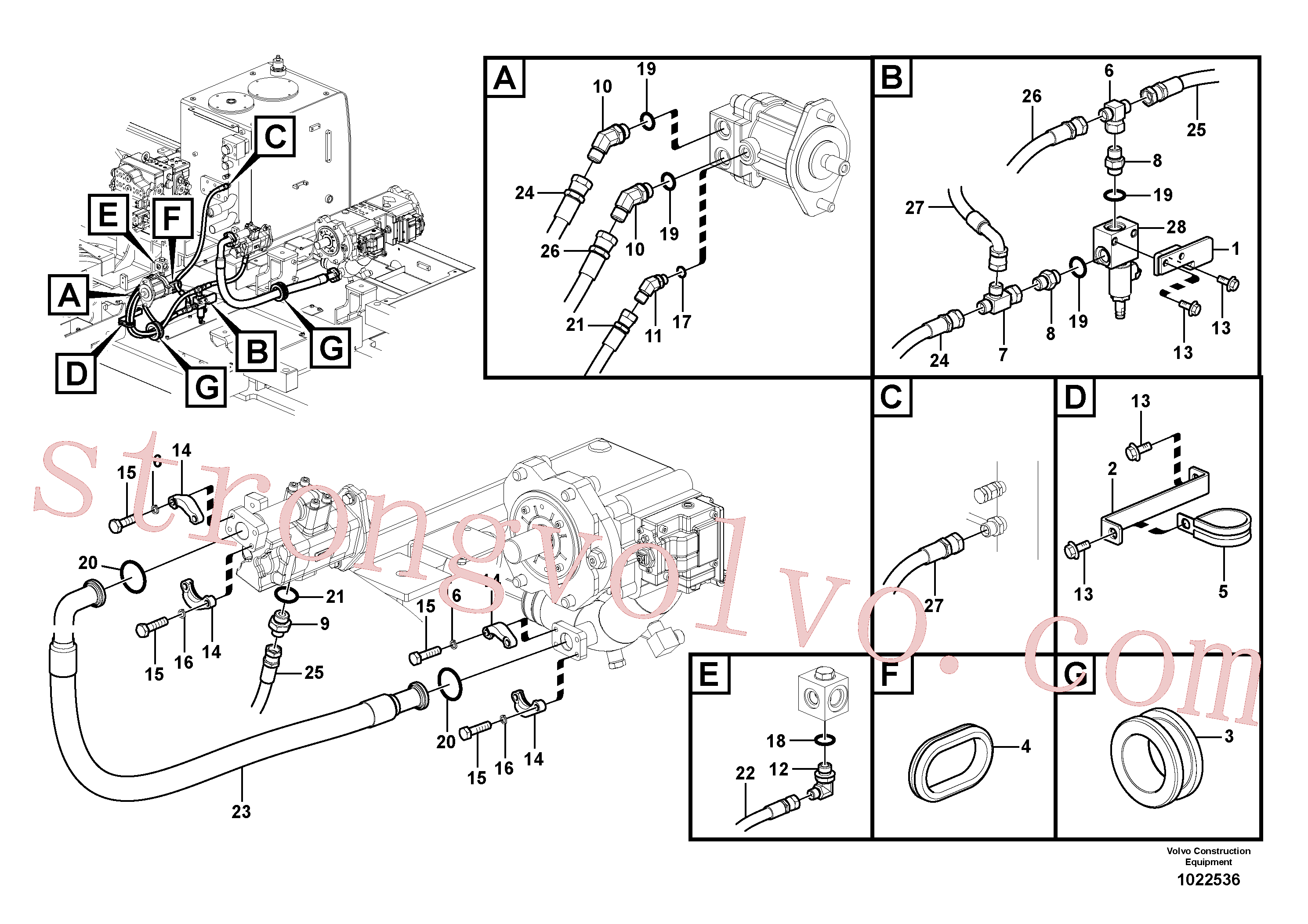SA9451-04319 Volvo Sistema hidráulico, sistema refrigerante do óleo(1022536 Montagem)