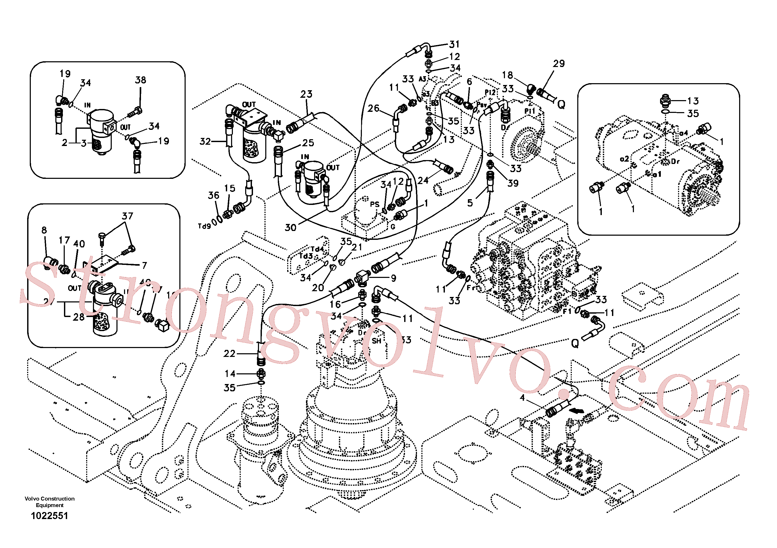 SA9412-31130 Volvo Sistema servomotor, suporte do filtro e tubagem da bomba(1022551 Montagem)