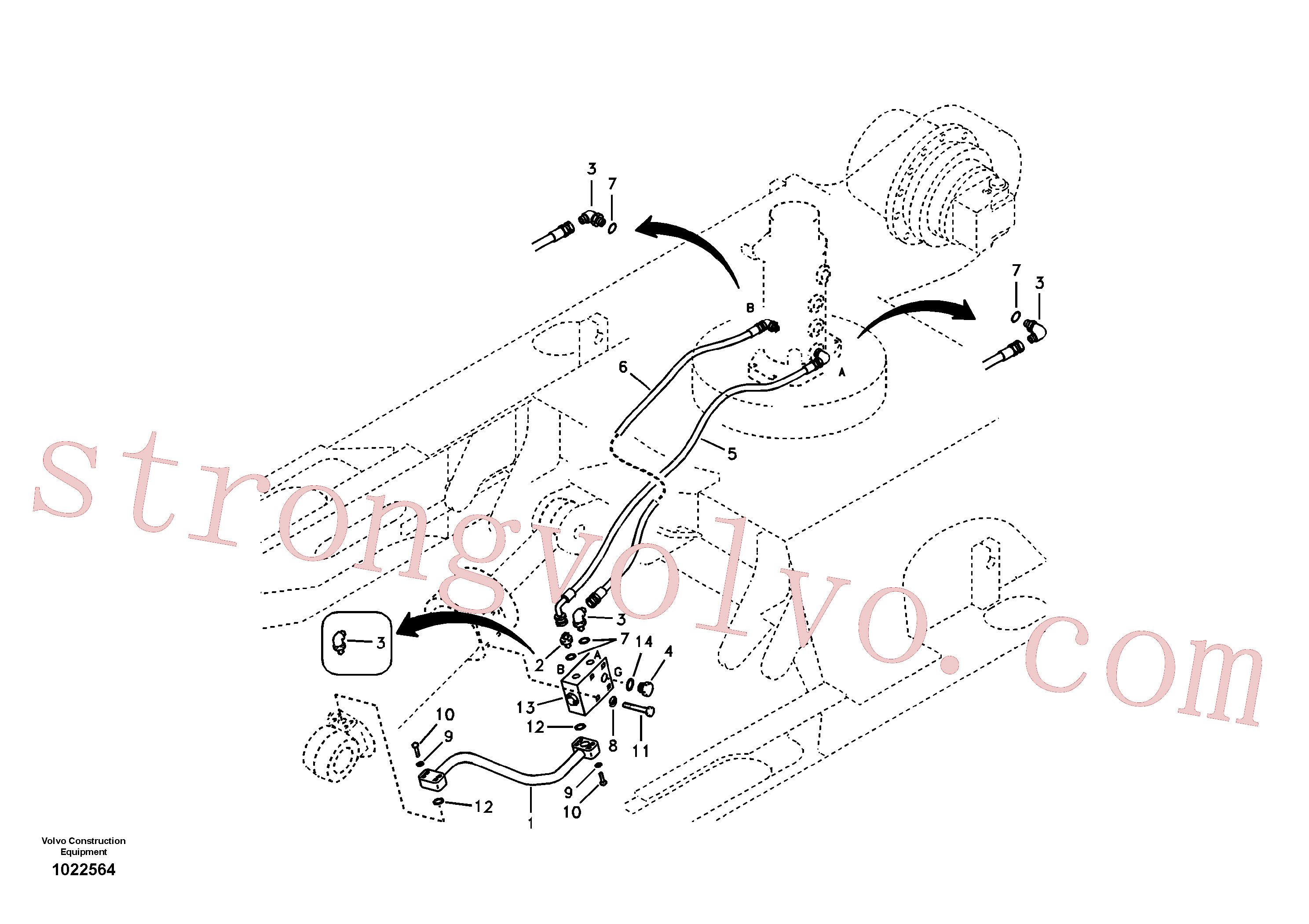 VOE14881194 Volvo Sistema hidráulico de trabalho, lâmina niveladora(1022564 Montagem)